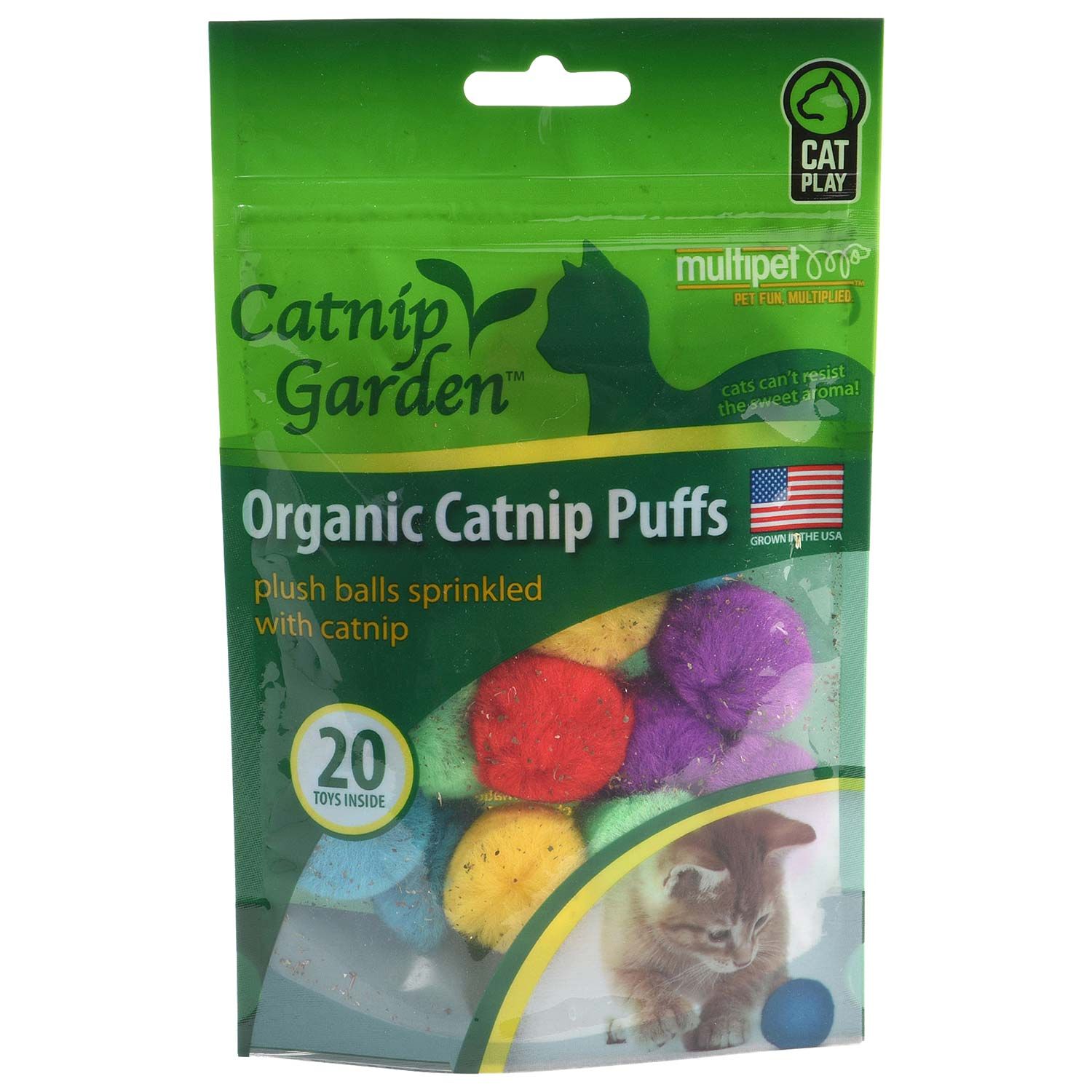 Multipet Catnip Garden Organic Catnip Puffs Cat Toy