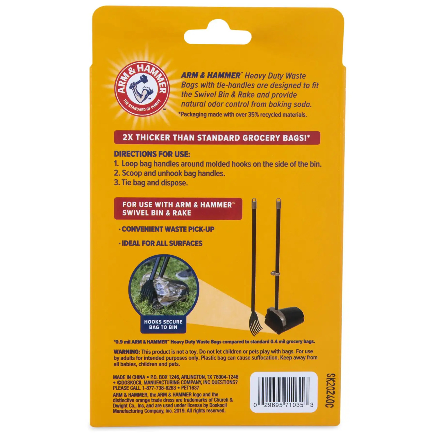 Arm & Hammer Fresh Scent Waste Bags For Swivel Bin & Rake Dog Pooper Scooper, 20 Count