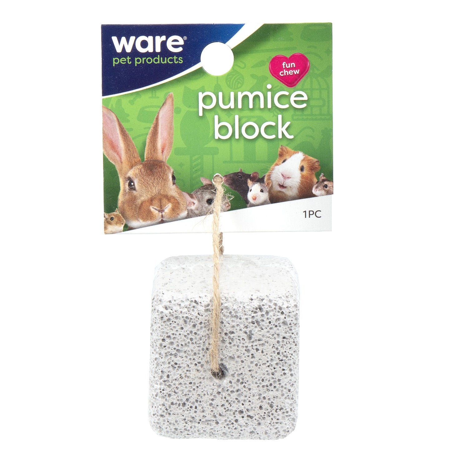 Ware Pet Products Pumice Block With Jute String Small Animal Toy