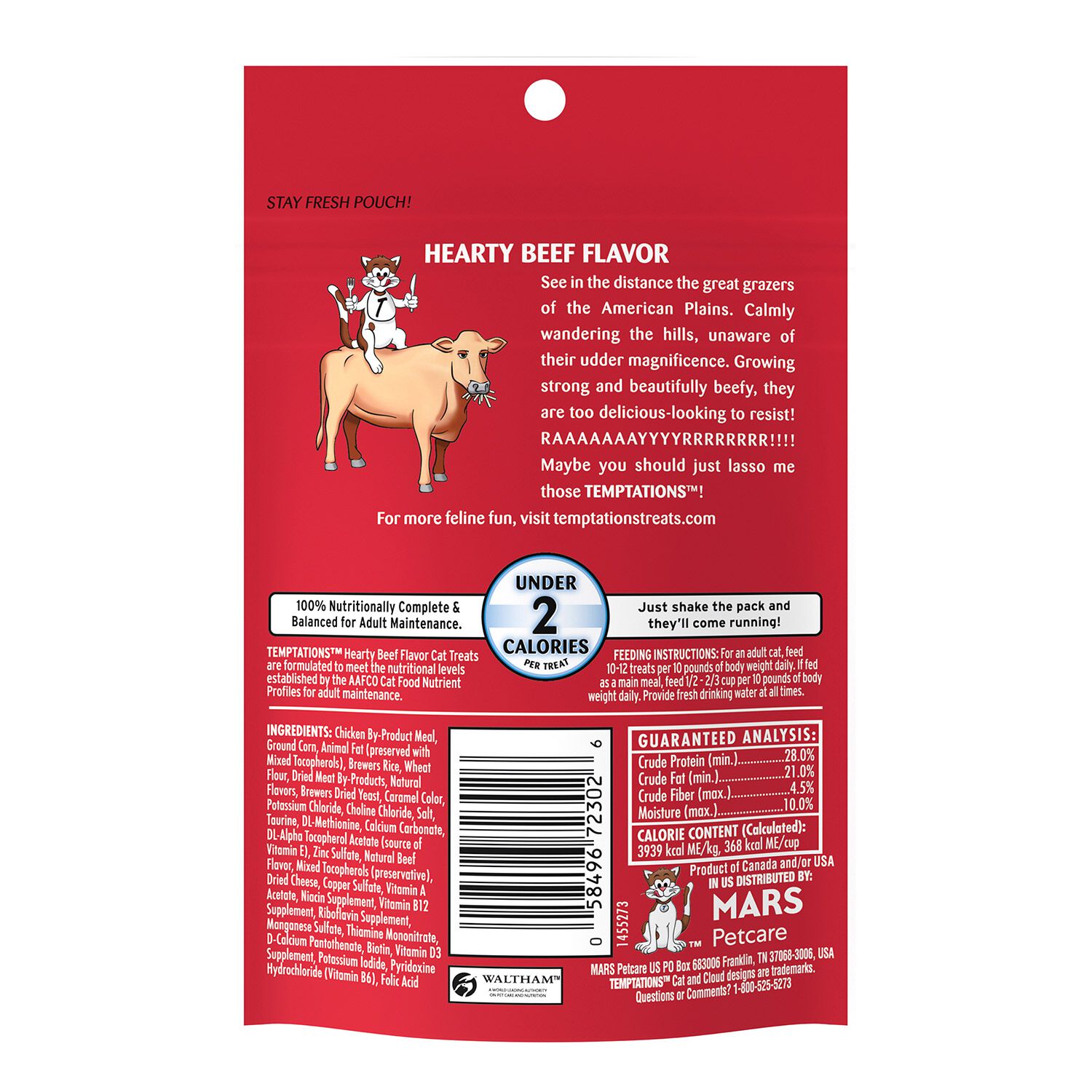 Temptations Hearty Beef Flavor Crunchy Cat Treats