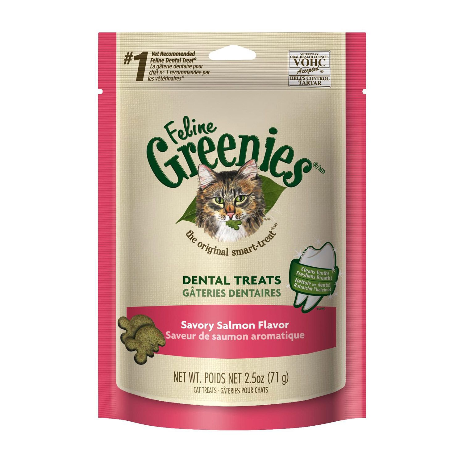 Greenies Feline Adult Cat Dental Treats, Savory Salmon, 9.75-Oz