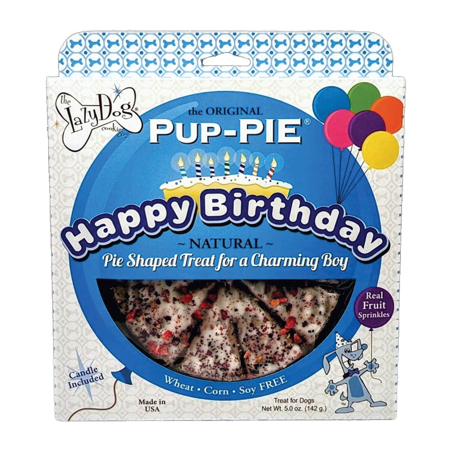 The Lazy Dog Cookie Co Happy Birthday Pup-Pie Dog Treat For A Charming Boy, 5Oz Pie