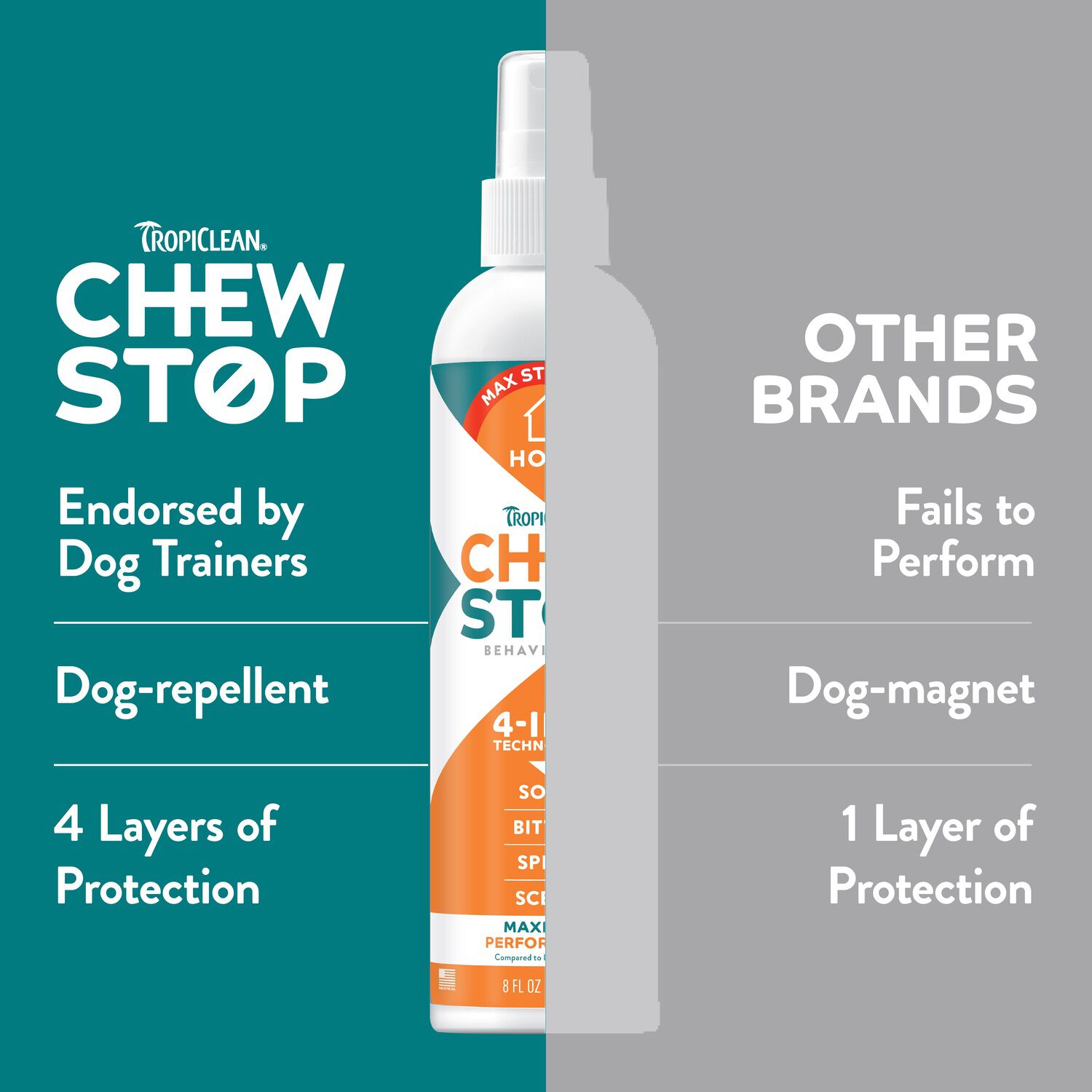 Tropiclean Chew Stop Behavior Aid Home Dog Training Spray, 8Oz