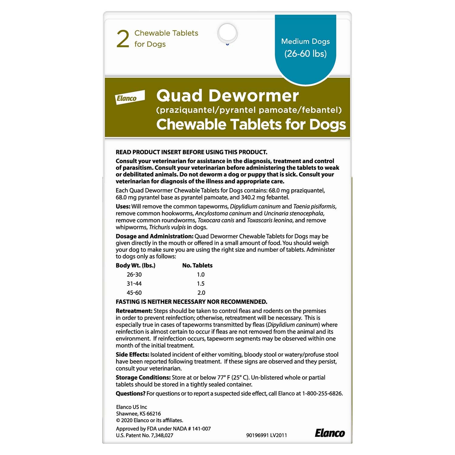 Elanco Quad Dewormer For Medium Dogs