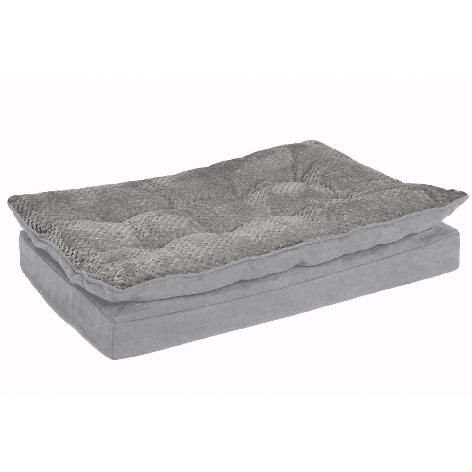 Furhaven Mink Faux Fur & Suede Pillow Top Orthopedic Dog Bed - Titanium Gray
