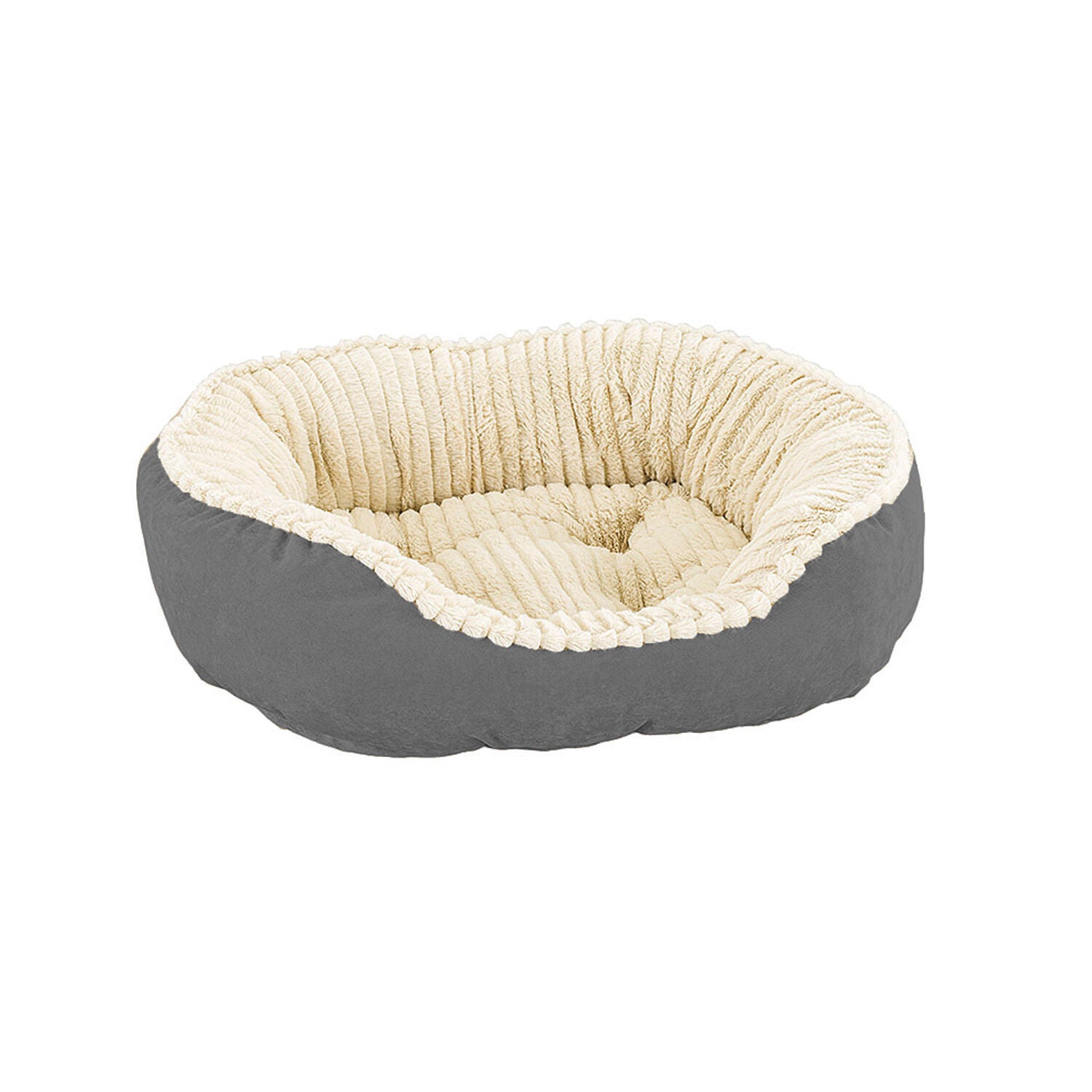 Spot Sleep Zone Carved Plush Bed - Grey