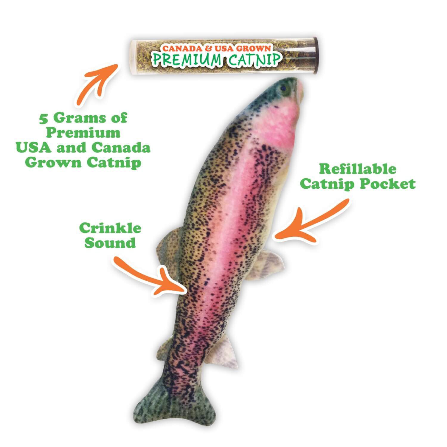 Meowijuana "Get Smoked" Rainbow Trout Refillable Catnip Cat Toy
