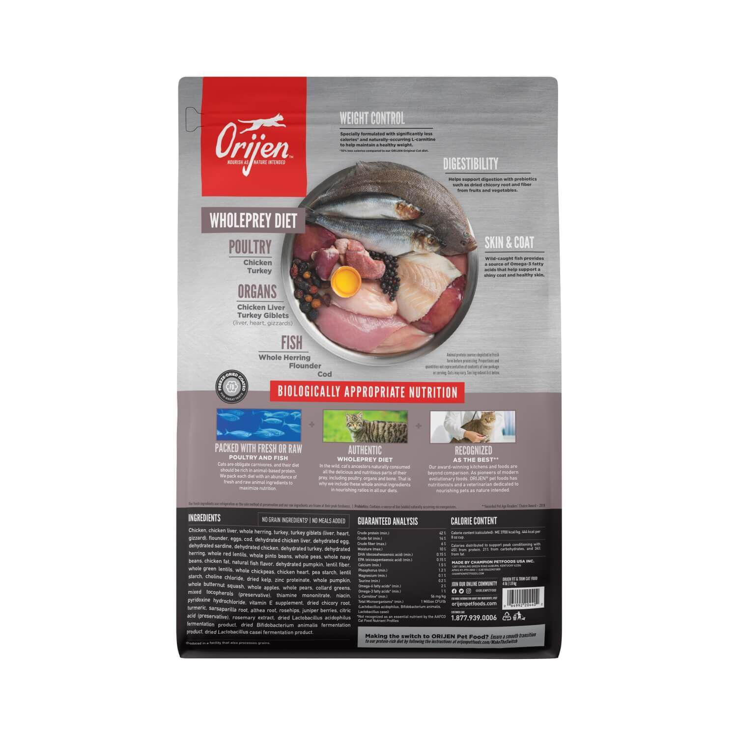 Orijen Fit & Trim Grain Free Healthy Weight Dry Cat Food