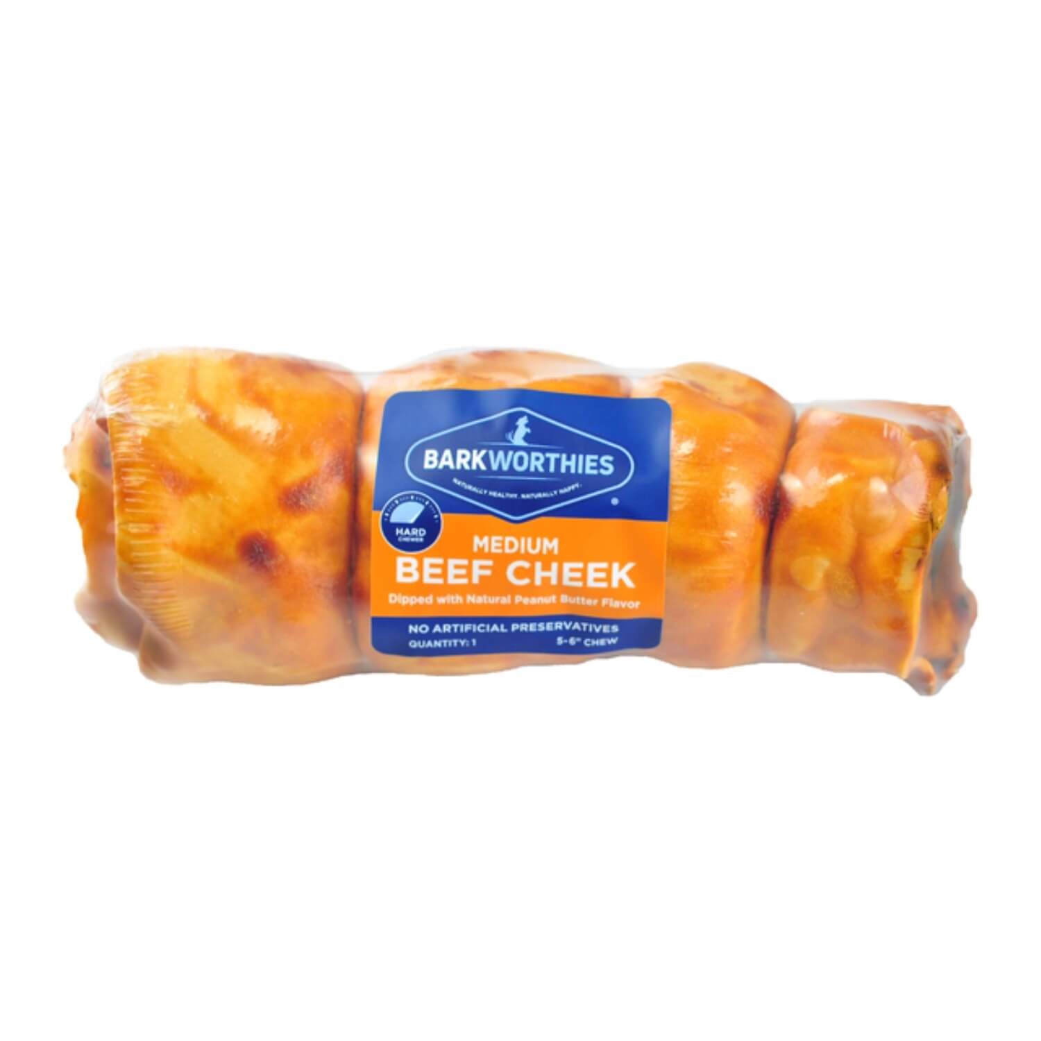 Barkworthies Beef Cheek Peanut Butter Dipped Dog Treat