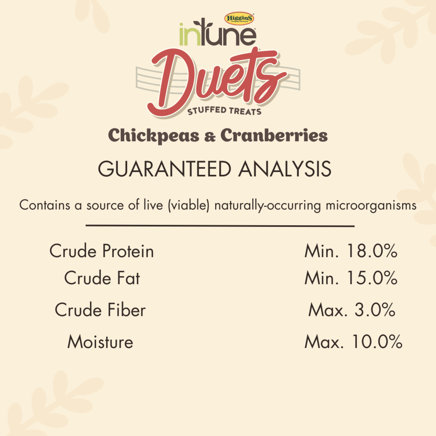 Higgins Intune Duets Chickpeas & Cranberries Treat For Conures & Lovebirds, 3Oz