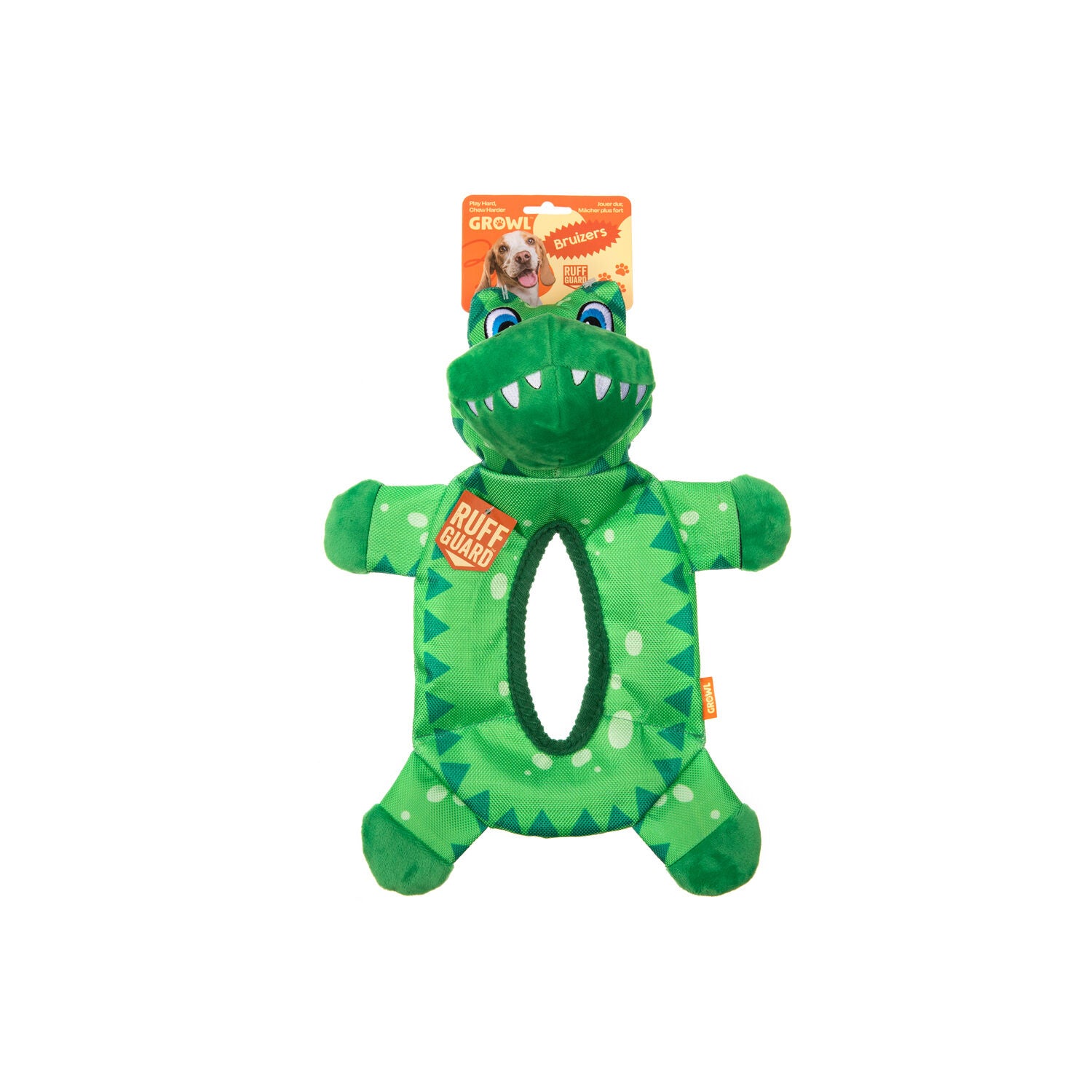 Growl Bruisers Gus The Gator Durable Squeaky Dog Toy, 15"