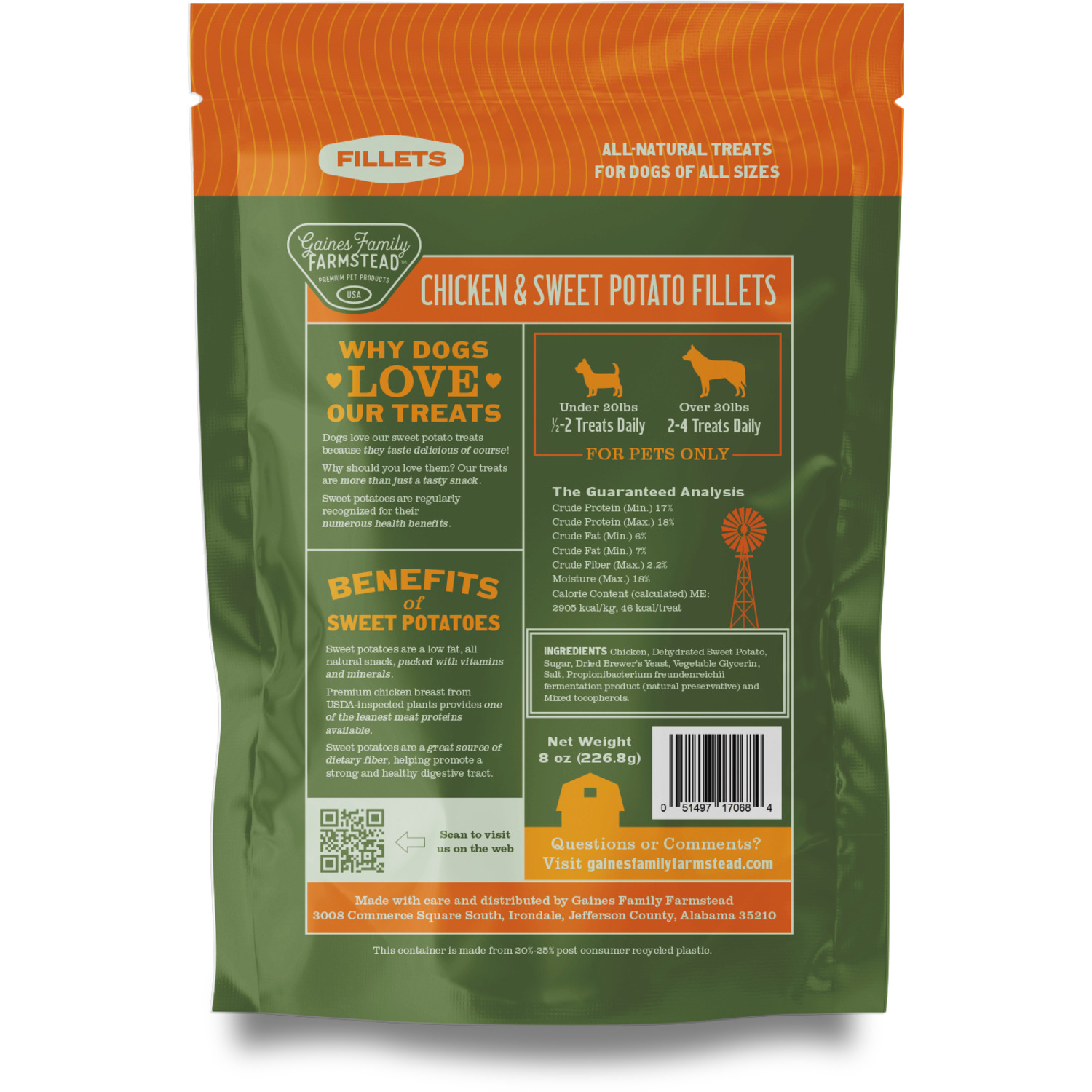 Gaines Family Farmstead Chicken And Sweet Potato Fillets Natural Dog Treats, 8Oz