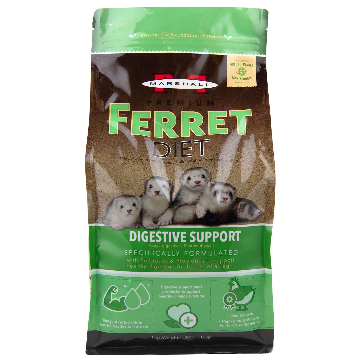 Marshall Premium Ferret Diet Digestive Support  4Lb Bag