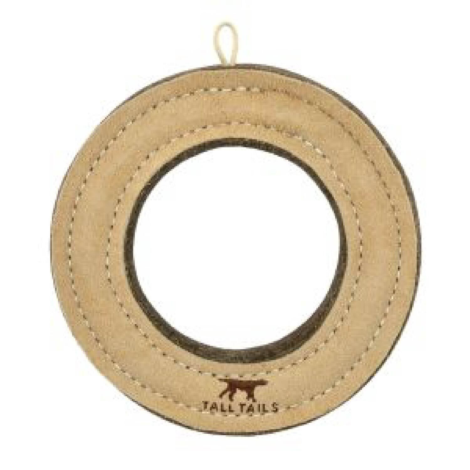 Tall Tails Natural Leather & Wool Ring Durable Dog Toy, 7"