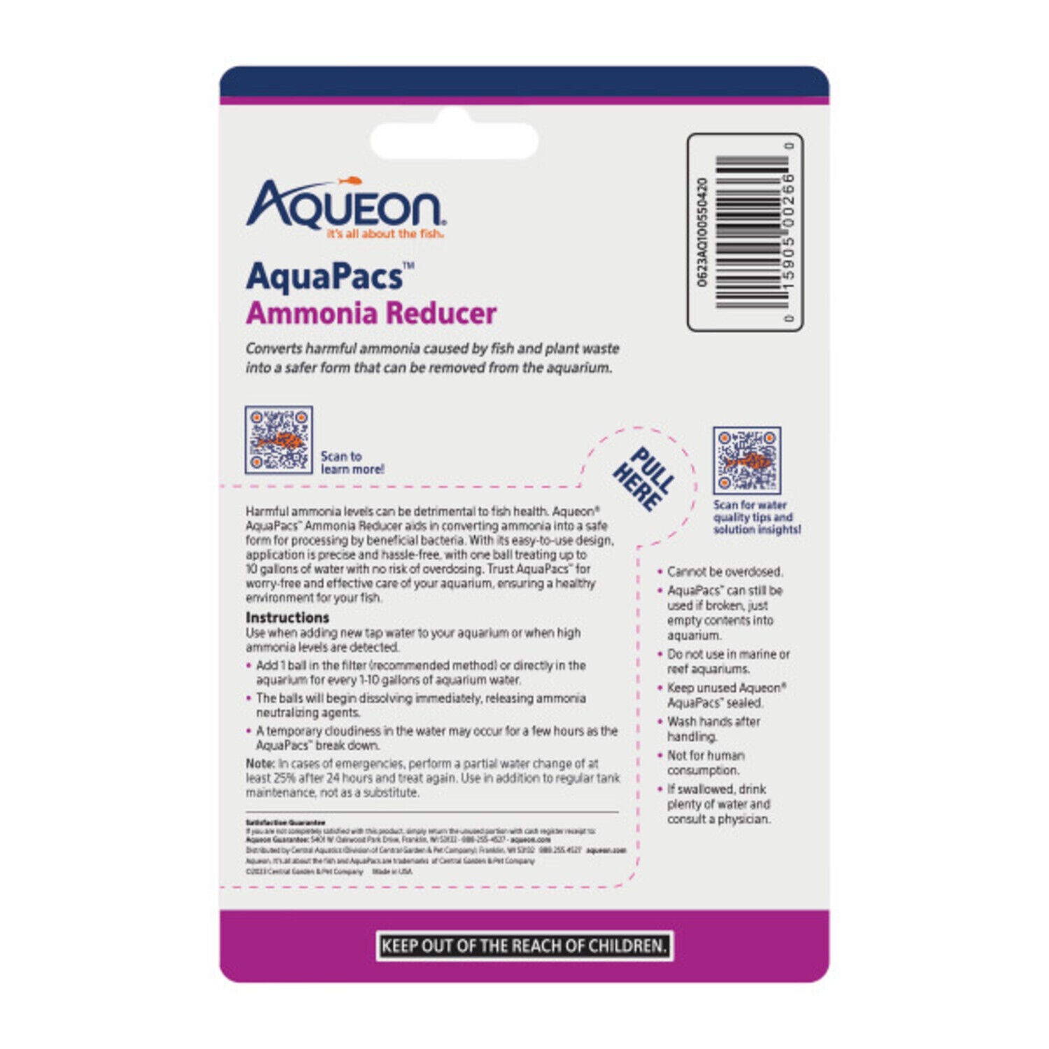 Aqueon Aquapacs Ammonia Reducer For Fish Tanks, 10 Gallon - 4 Pack