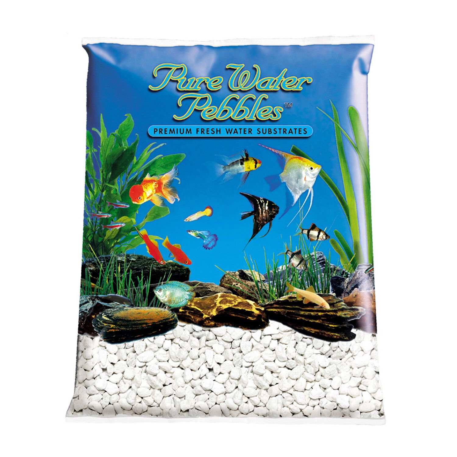 Pure Water Pebbles Aquarium Gravel, Platinum White Frost