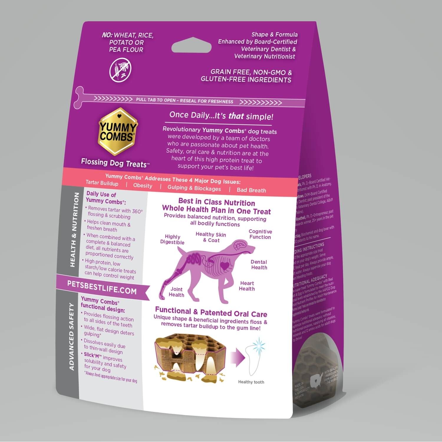 Yummy Combs Flossing Dental Care Allergy Relief Dog Treats, Small