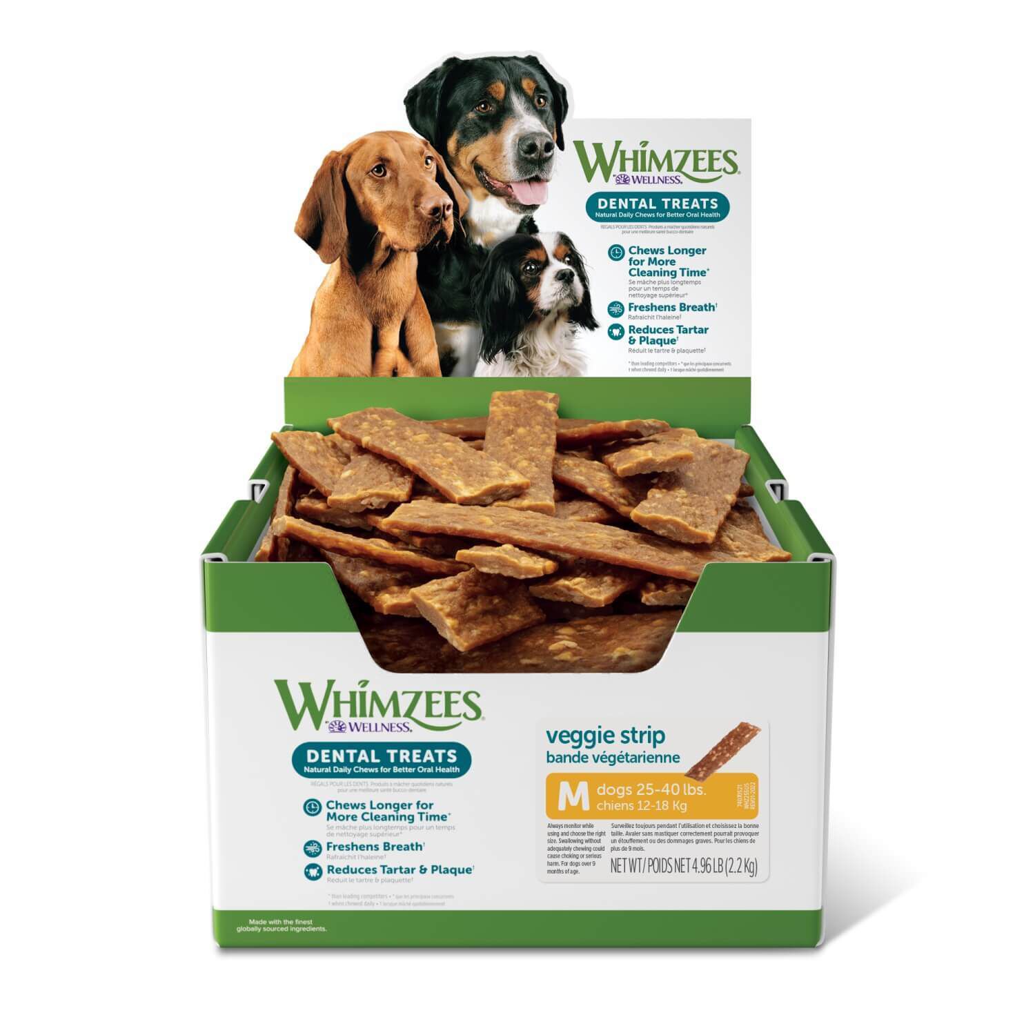 Whimzees Veggie Strip Natural Grain Free Dental Dog Treats, Medium, 1 Count