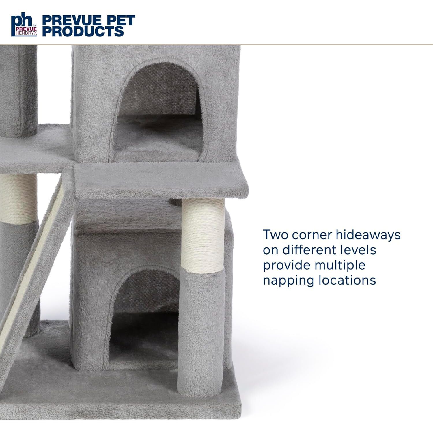 Prevue Pet Products Kitty Power Paws Comfy Interactive Cat Tree Tower With Cat Scratcher, Gray