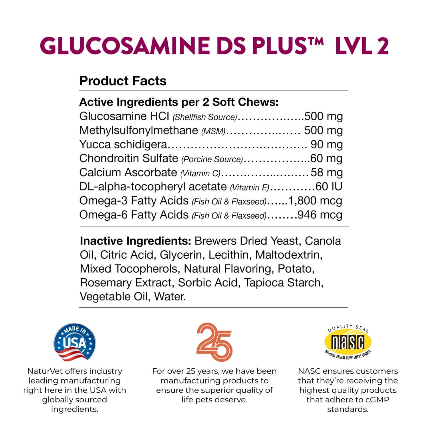 Naturvet Glucosamine Ds +Chondroitin & Msm Moderate Joint Care Soft Chew Supplements For Dogs & Cats