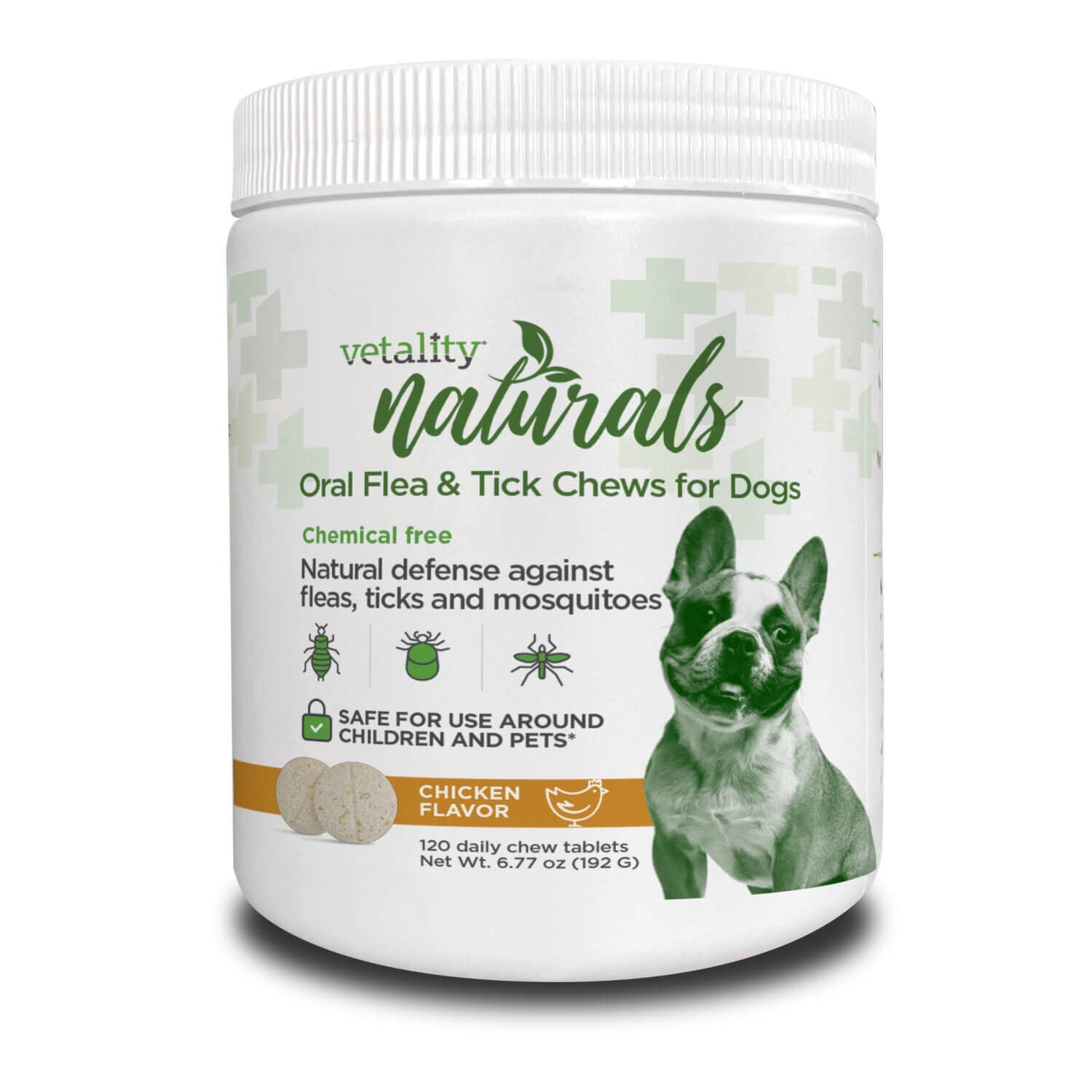 Vetality Naturals Oral Flea & Tick Repellent Chews For Dogs, Chicken Flavor