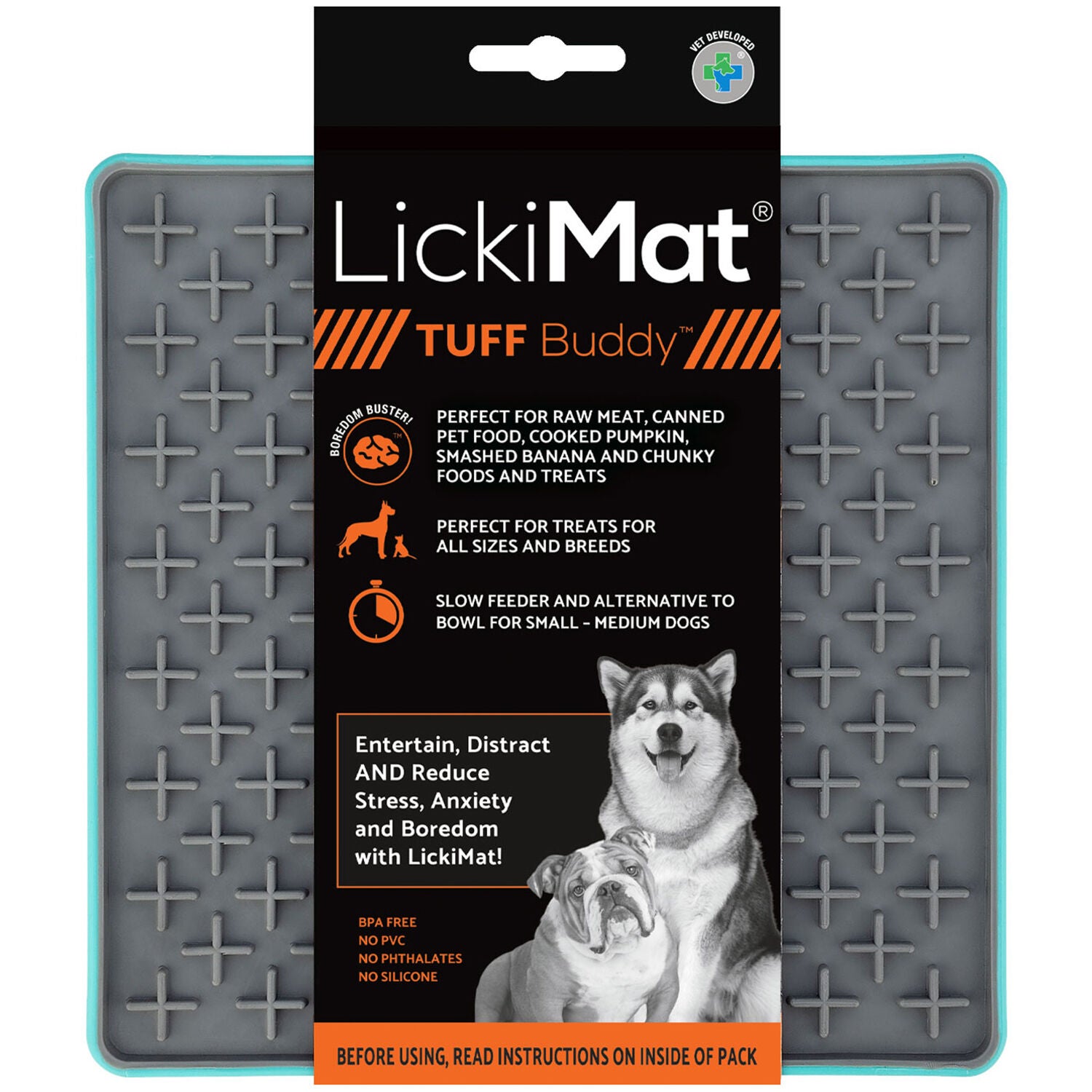 Lickimat Tuff Buddy Textured Lickmat & Slow Feeder For Small To Medium Sized Dogs - Turquoise