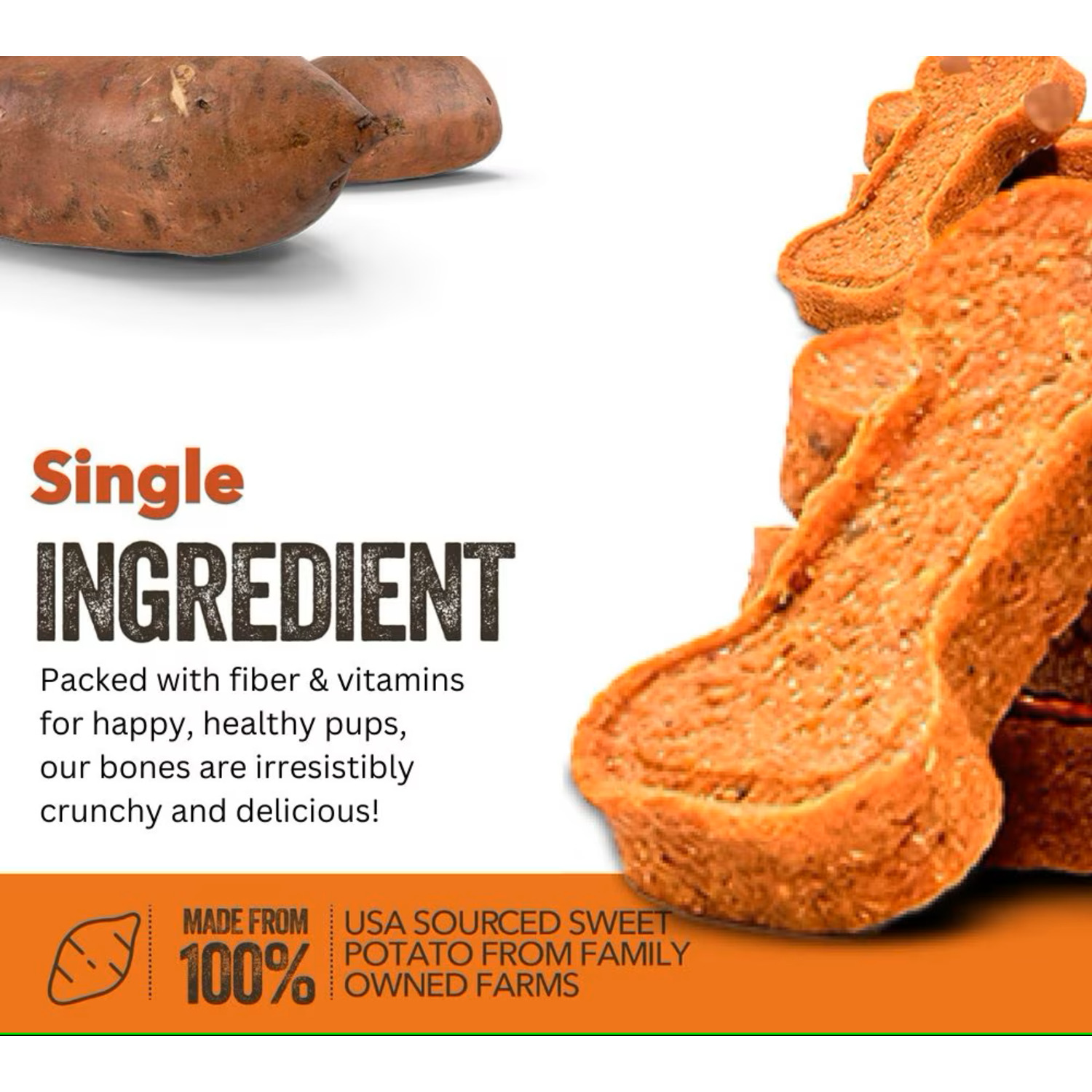 Gaines Family Farmstead Sweet Potato Bones Dog Treats, 14Oz