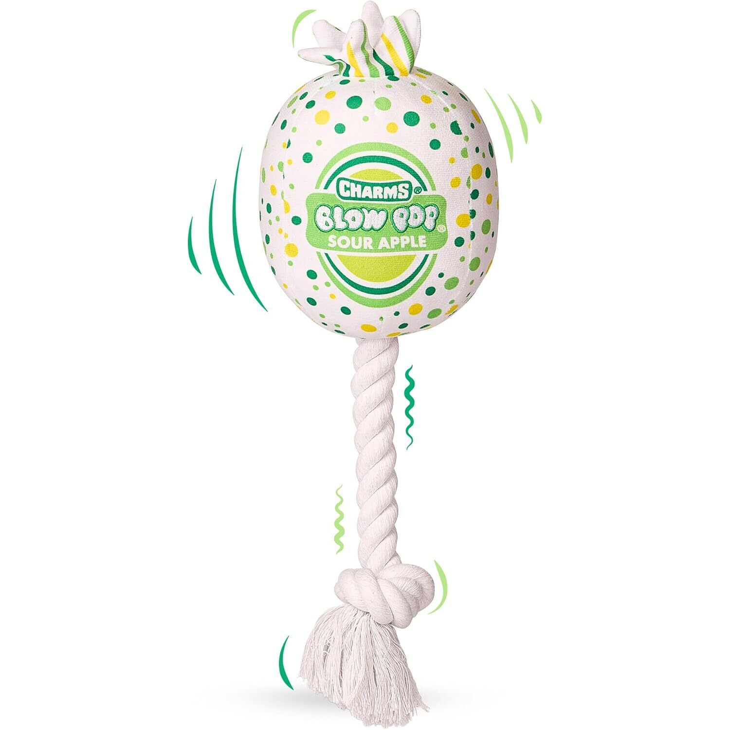 Tootsie Blow Pop Plush Squeaky Rope, Tug & Toss Large Dog Toy, 20"