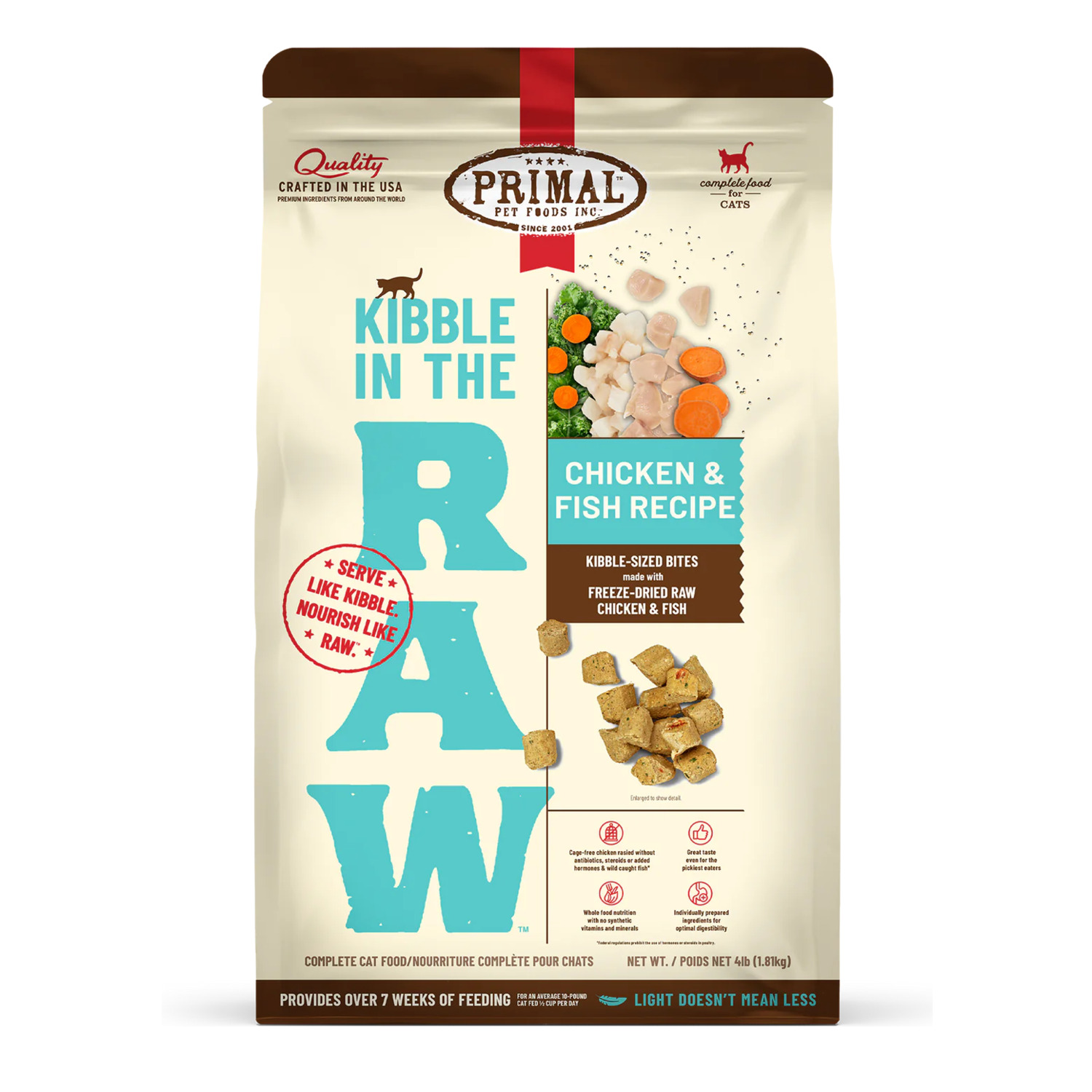 Primal Kibble In The Raw Chicken & Fish Recipe Freeze-Dried Cat Food, 4Lb