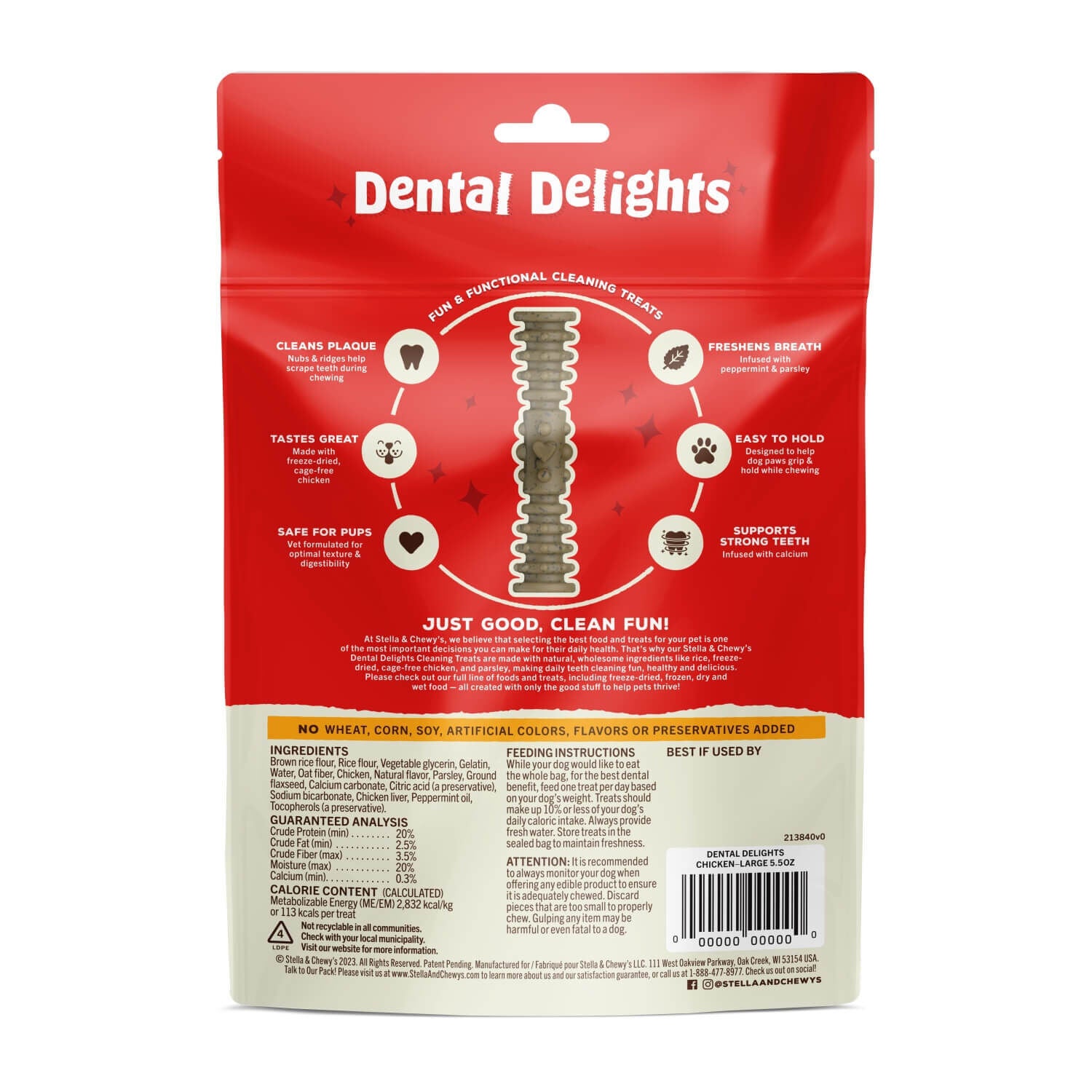 Stella & Chewy's Dental Delights Dog Treats, Large, 4 Count