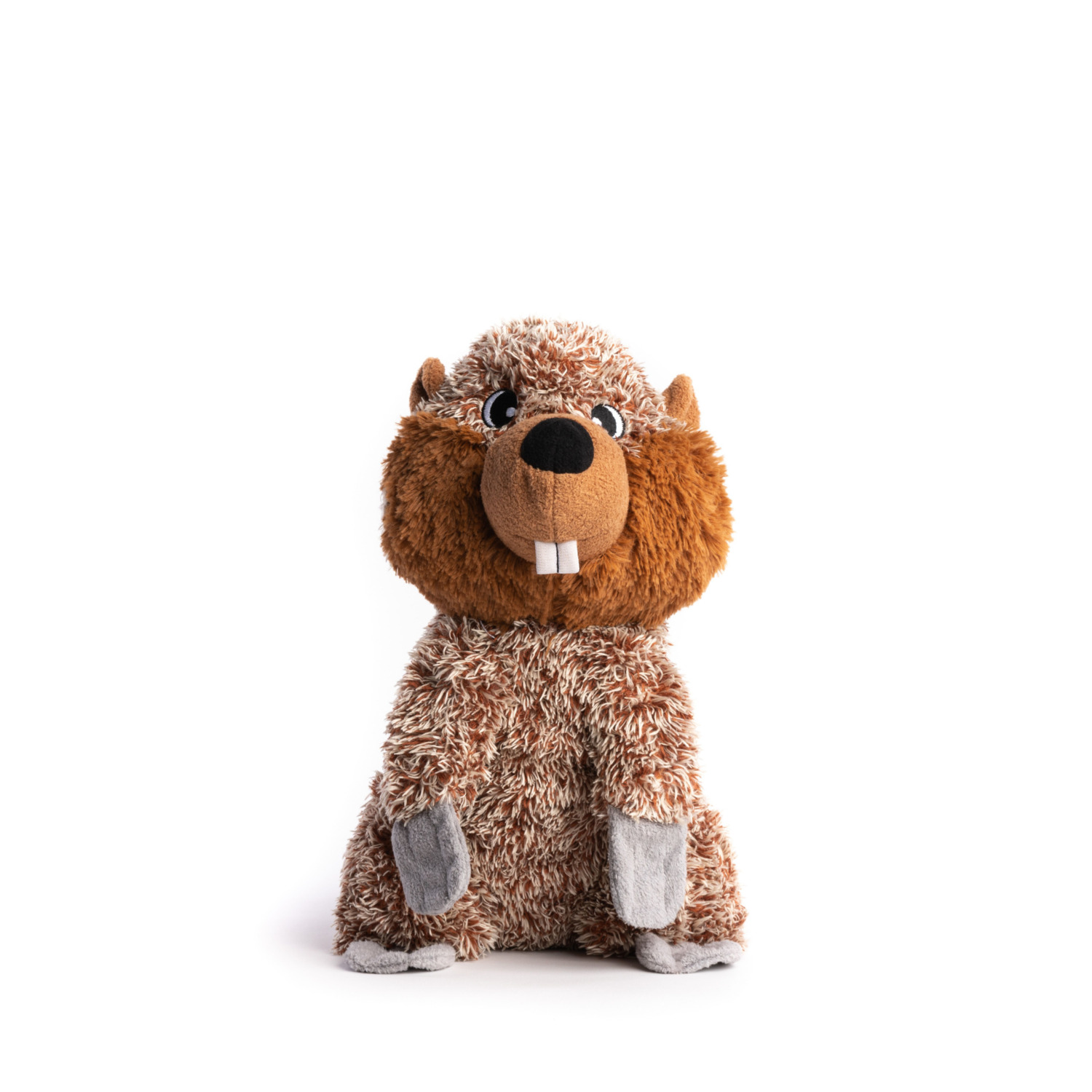 Fabdog Fluffy Beaver Plush Crinkly Dog Toy, 12"