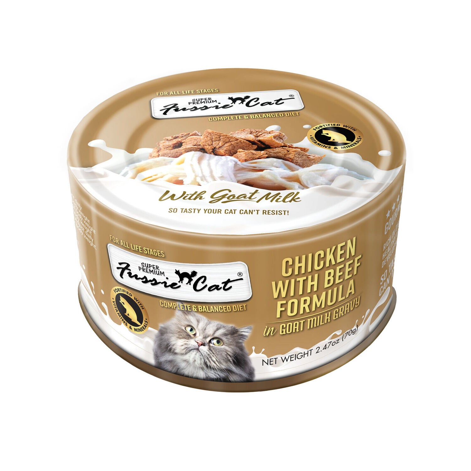 Fussie Cat Super Premium Chicken With Beef In Goat Milk Wet Cat Food, 2.47Oz