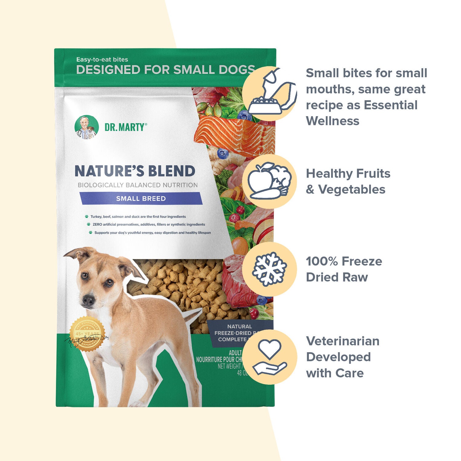 Dr. Marty Nature's Blend Small Breed Adult Freeze-Dried Raw Dog Food, 16Oz