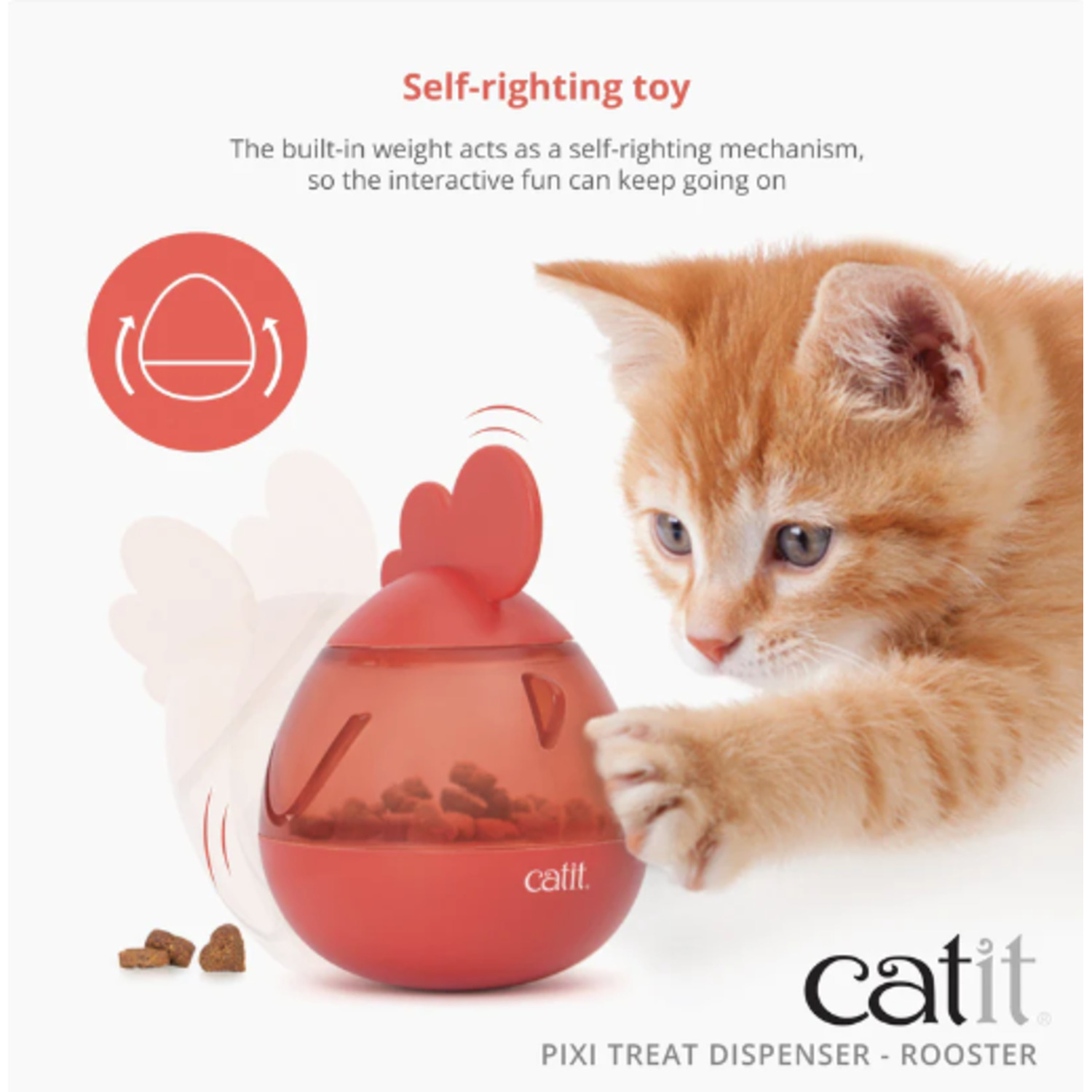 Catit Pixi Interactive Treat Dispensing Cat Toy, Rooster, 4.2"