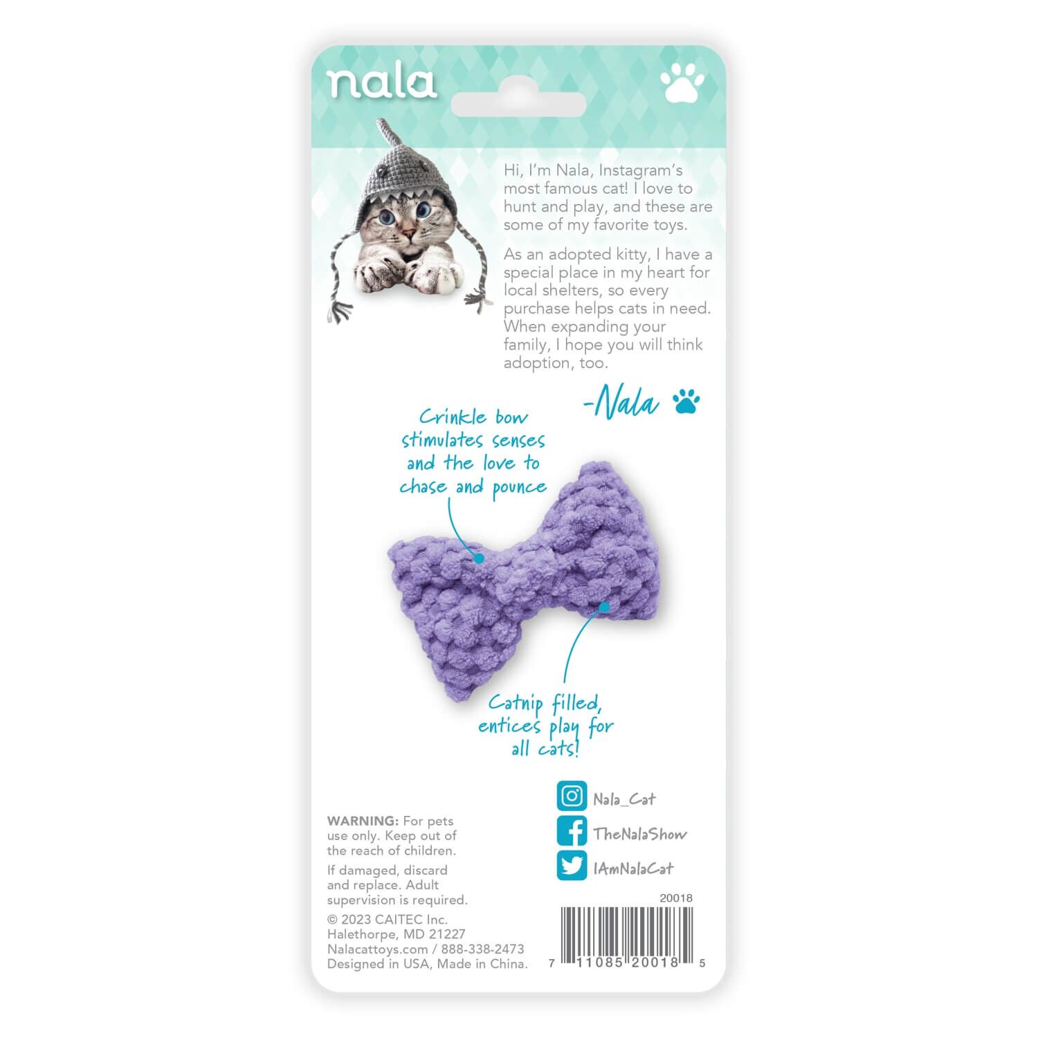 Nala Bow Tiez Plush Catnip Toy, 2 Pack