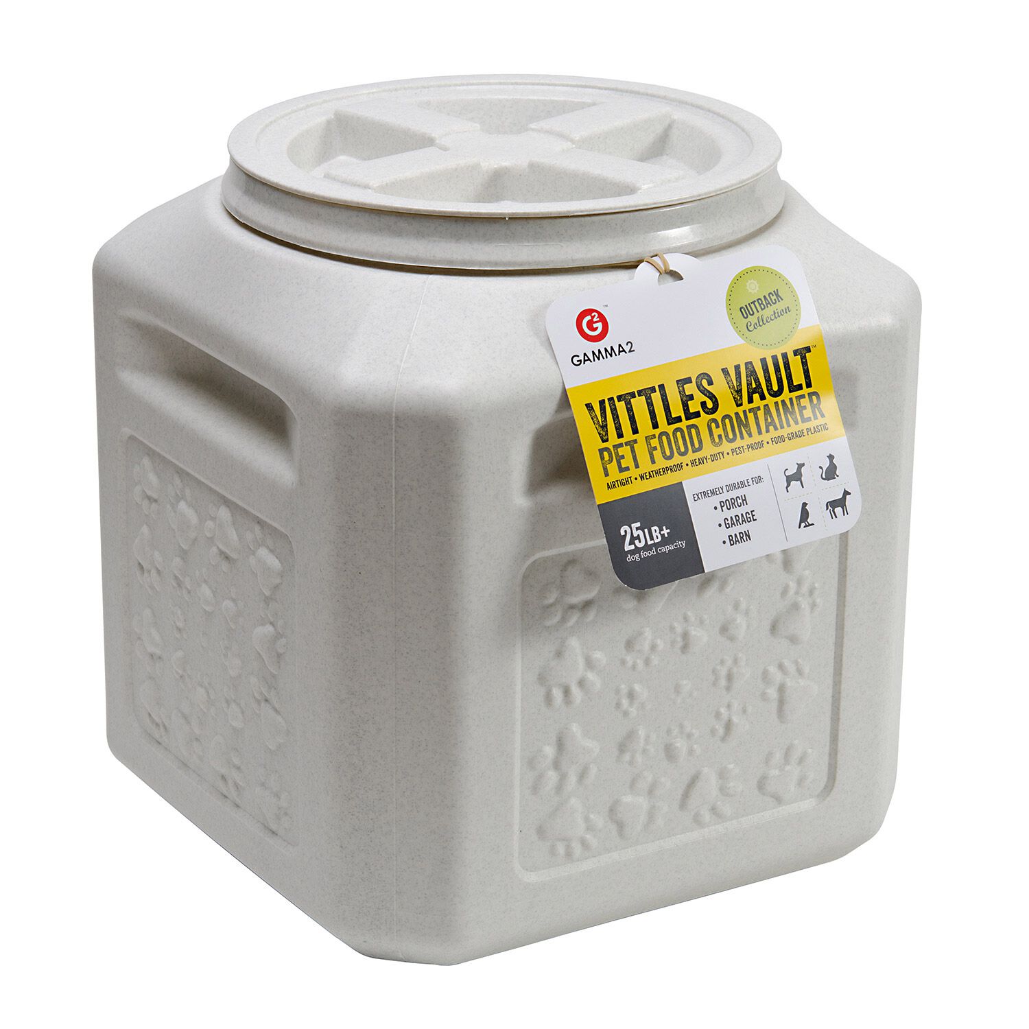 Vittles Vault Outback Pawprint Waterproof, Insect & Pest-Proof Pet Food Storage Container