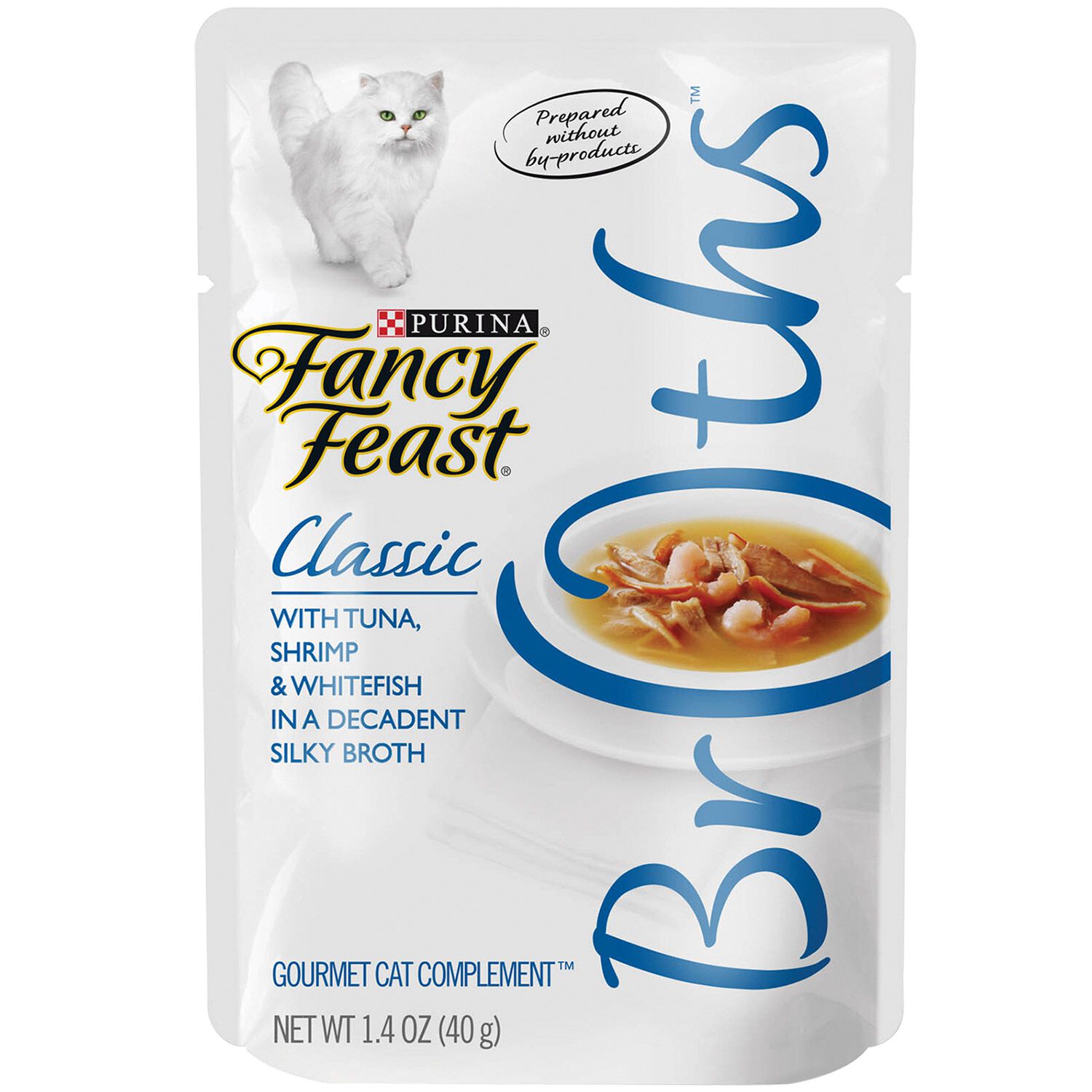 Fancy Feast Classic Broths With Tuna, Shrimp & Whitefish Wet Cat Food, 1.4Oz