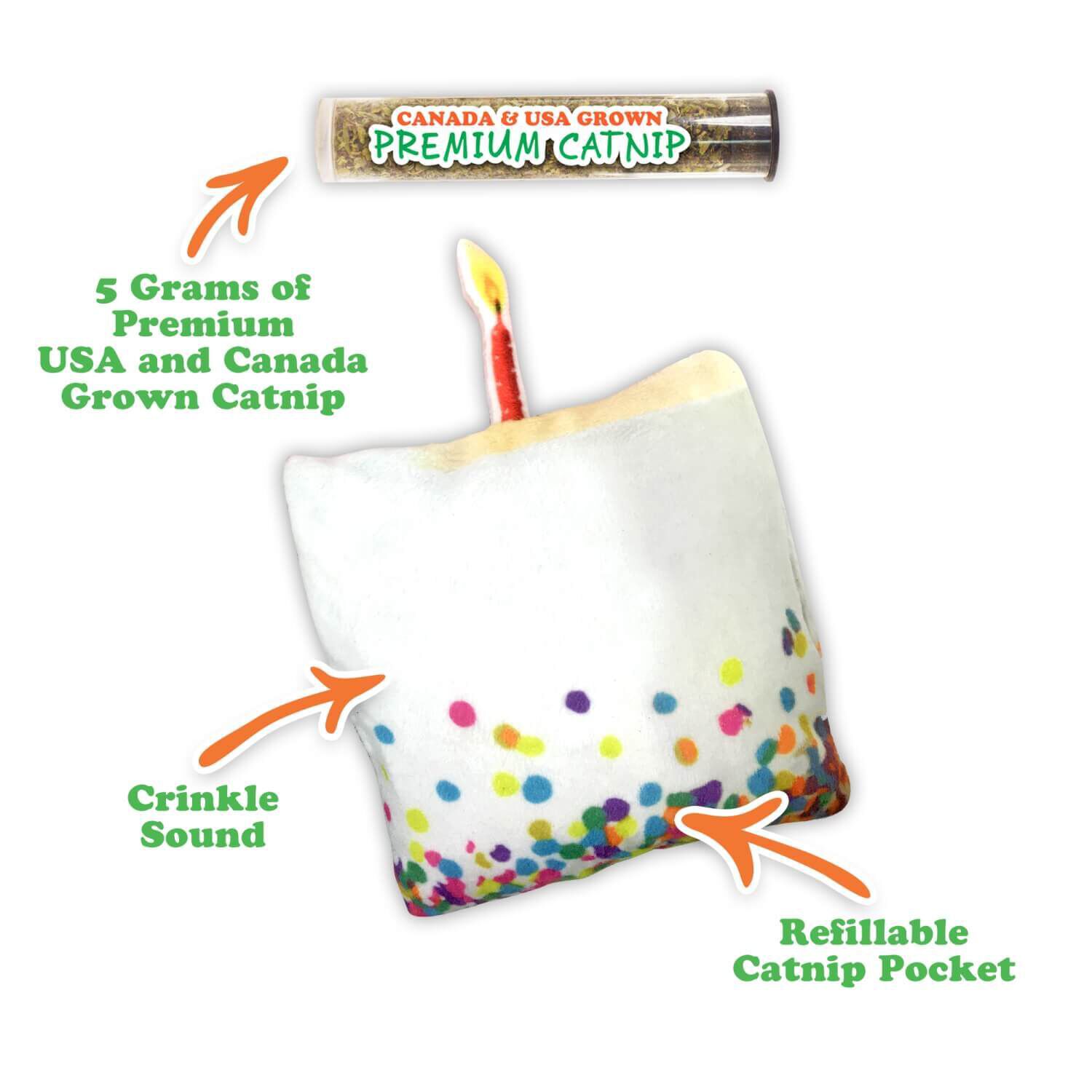 Meowijuana "Get Lit" Birthday Cake Refillable Catnip Cat Toy