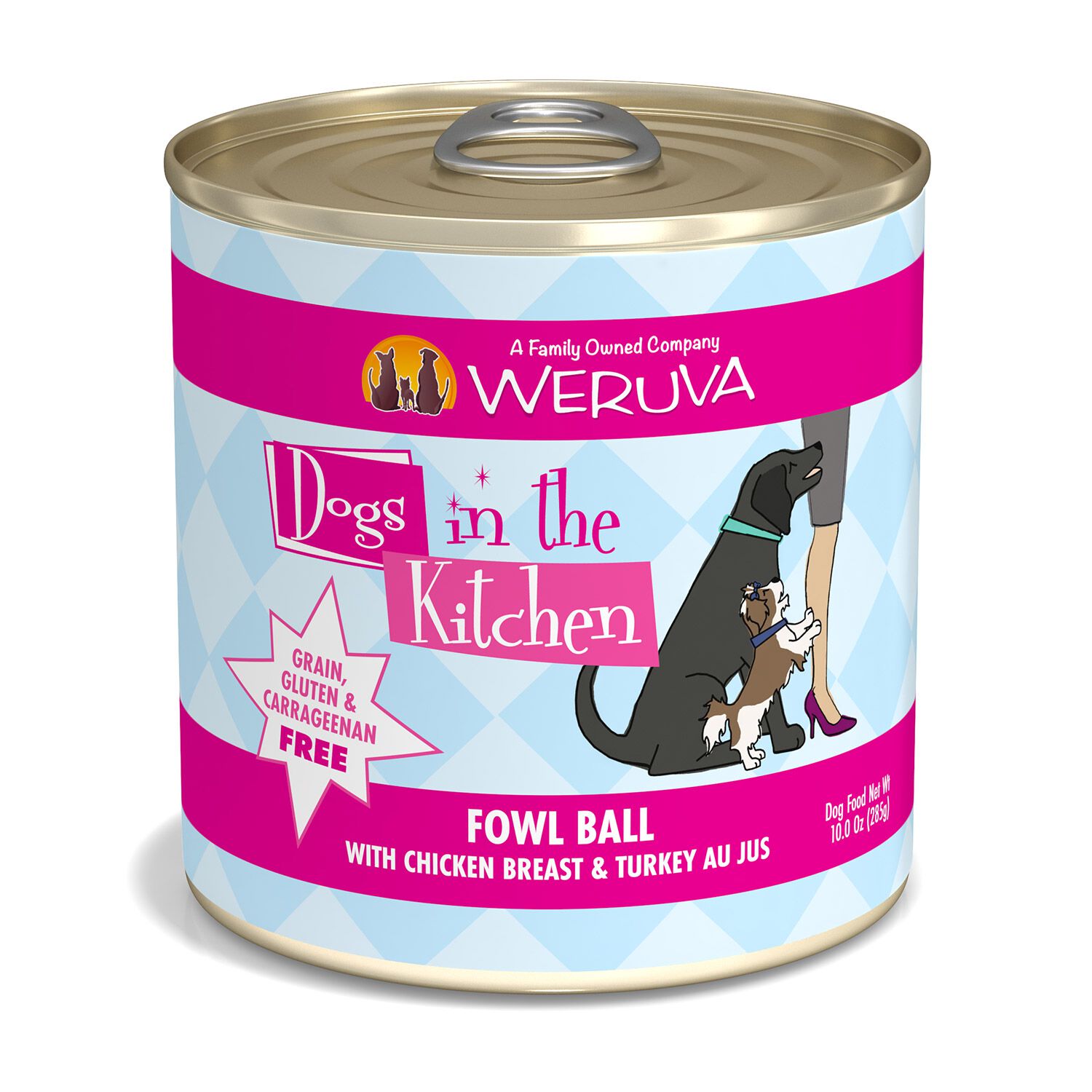 Weruva Dogs In The Kitchen Fowl Ball With Chicken & Turkey Au Jus Wet Dog Food, 10-Oz Pack Of 12