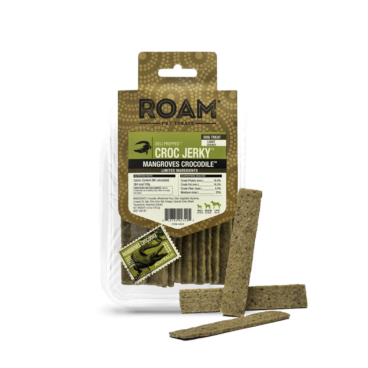 Roam Deli Prepped Croc Jerky Dog Treats