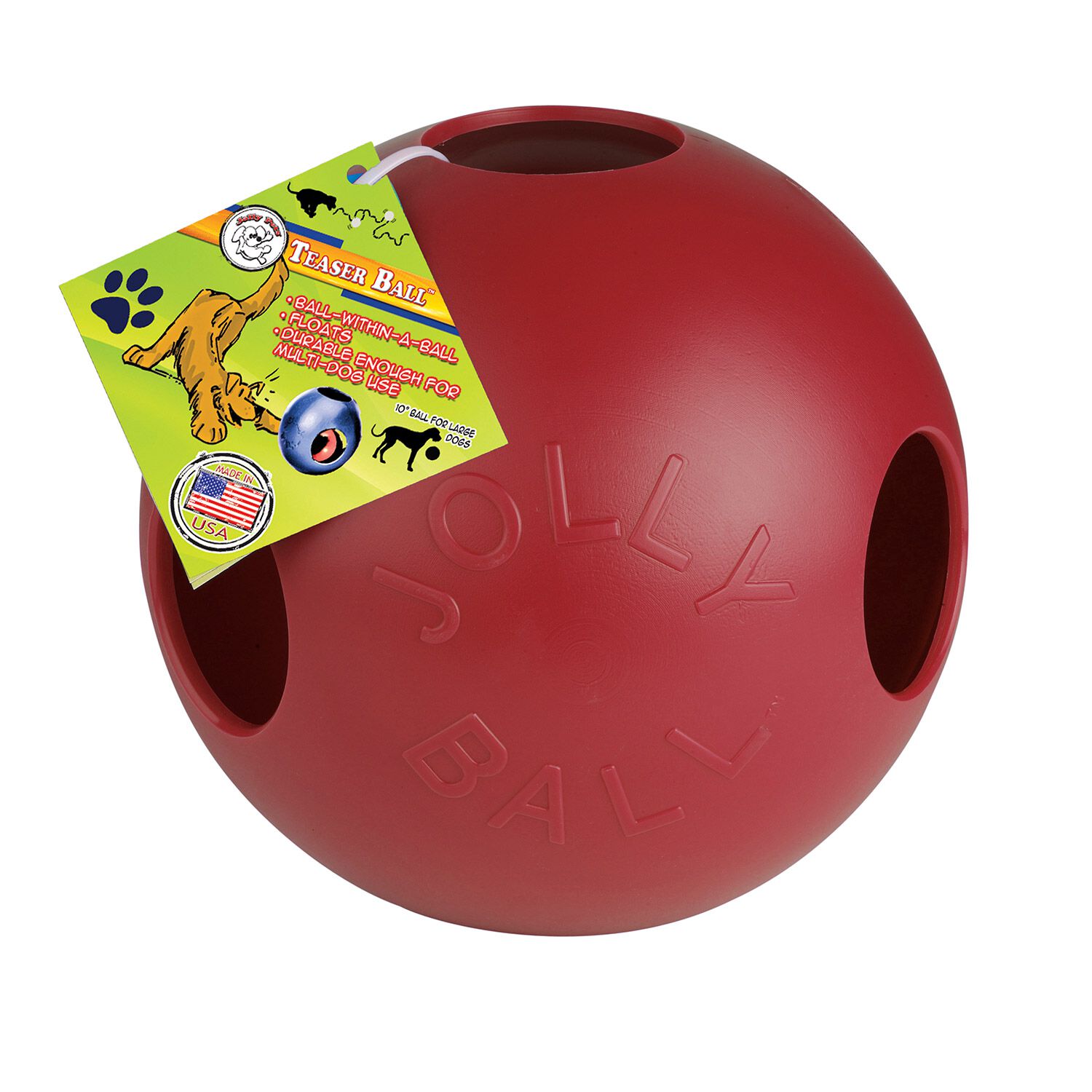 Jolly Pets Teaser Ball Dog Toy, 8", Assorted Colors