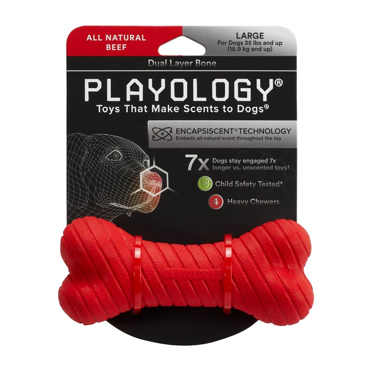 Playology All Natural Beef Scented Dual Layer Bone Dog Toy