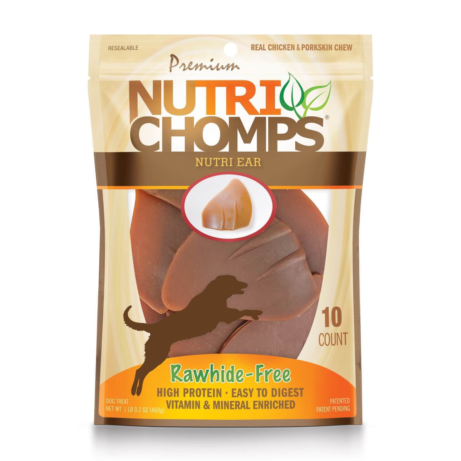 Nutri Chomps Pig Ear Shaped Rawhide Free Chicken Flavor Dog Treats
