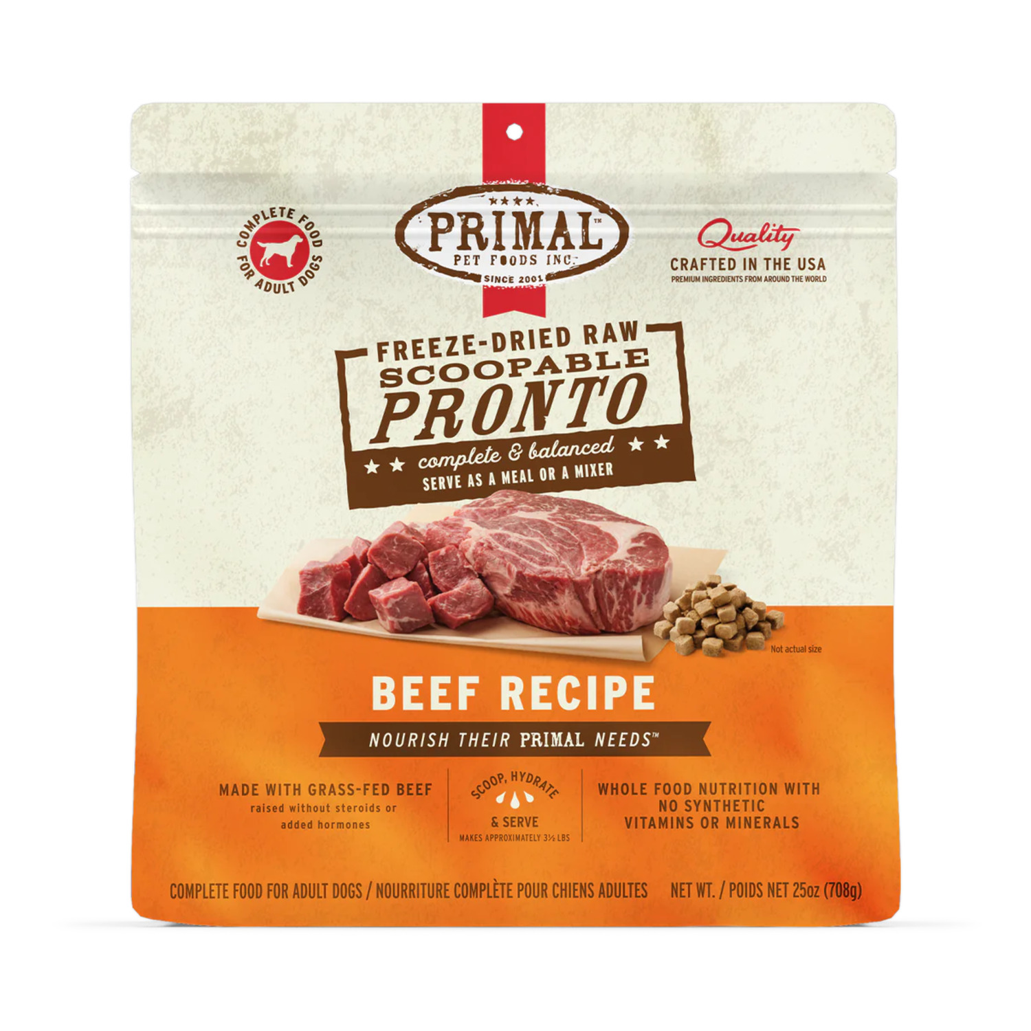 Primal Pronto Freeze-Dried Raw Beef Recipe Freeze-Dried Dog Food, 25-Oz