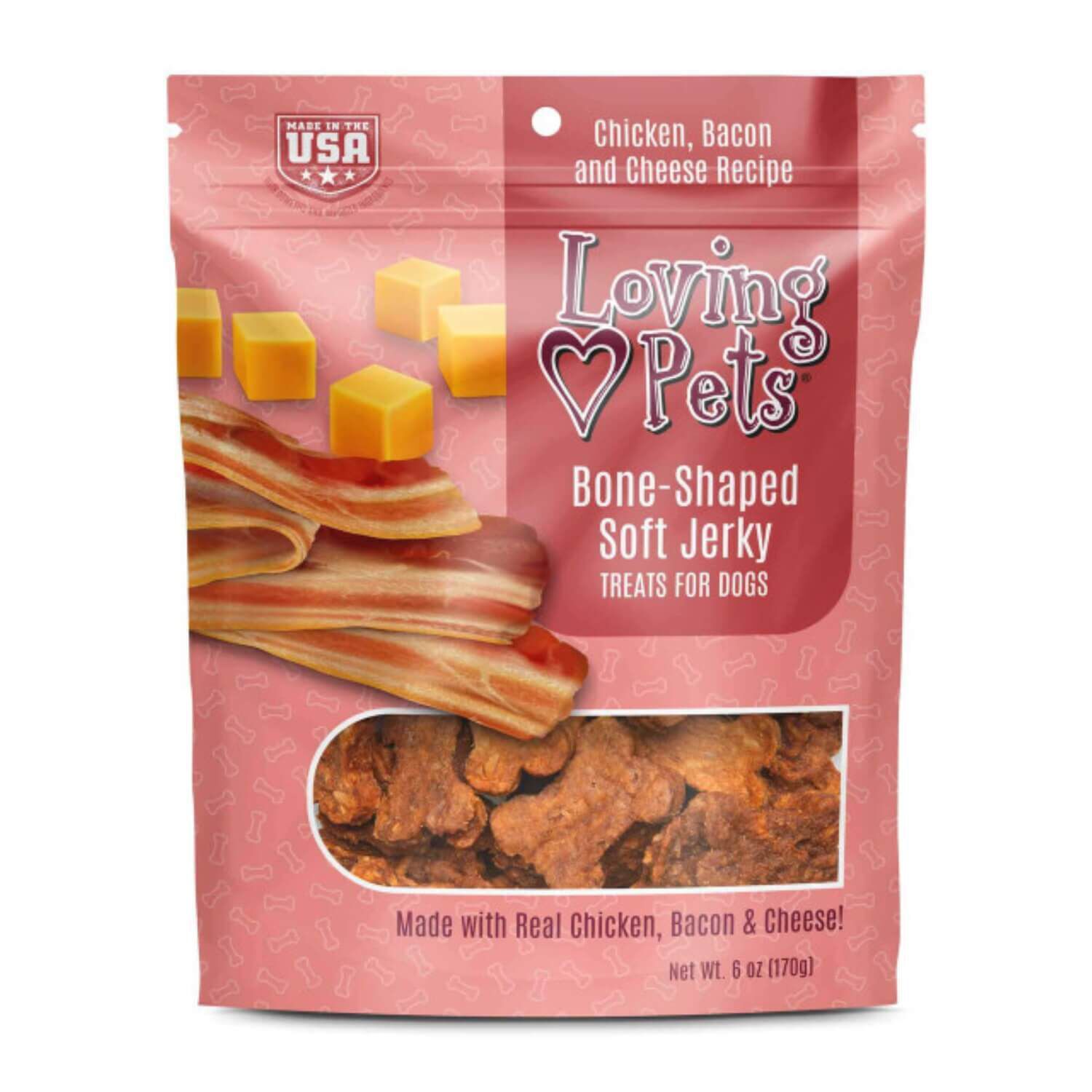 Loving Pets Bone-Shaped Bacon & Cheese Soft Jerky Dog Treats