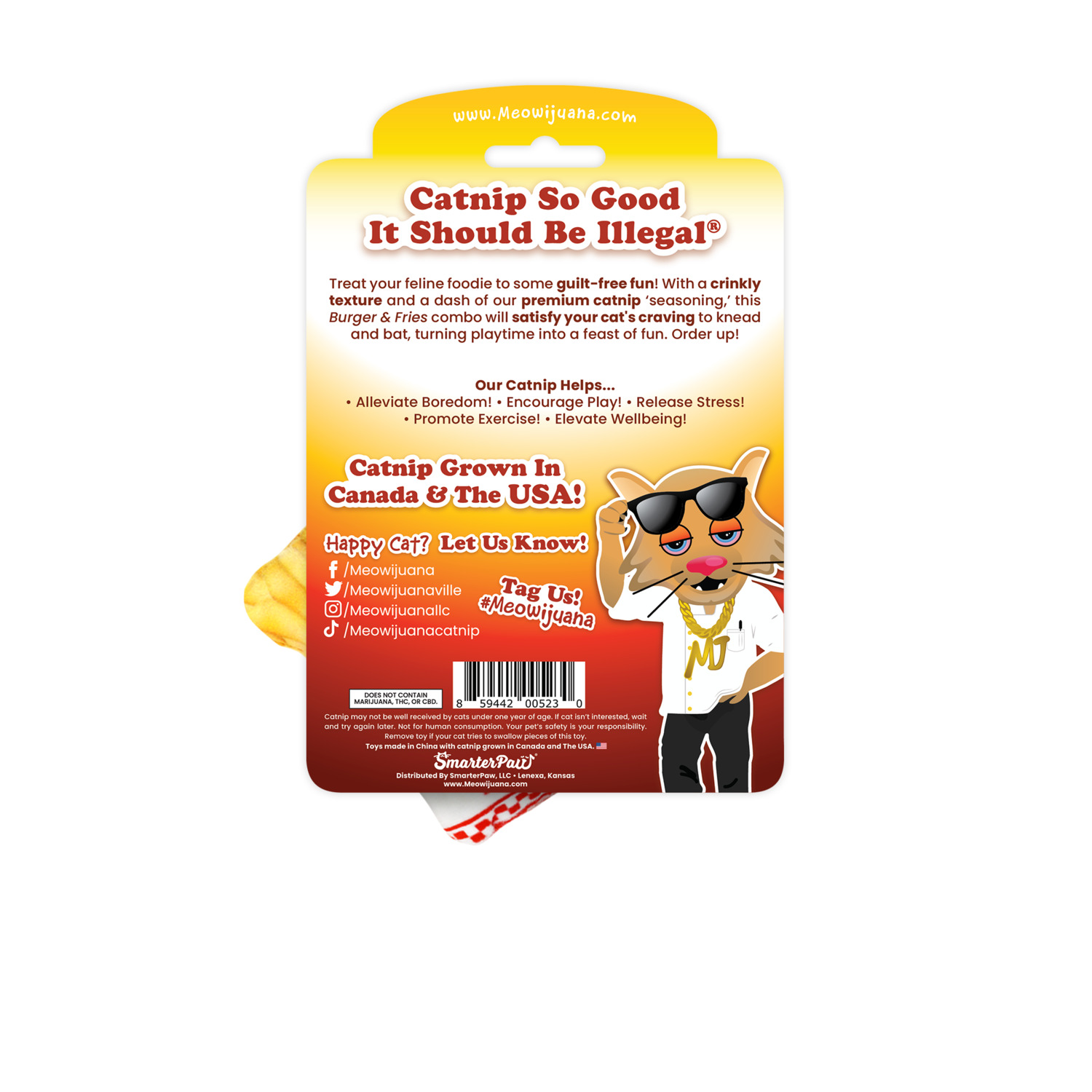 Meowijuana Get Hungry Burger And Fries Refillable Catnip Toy - 2 Pack