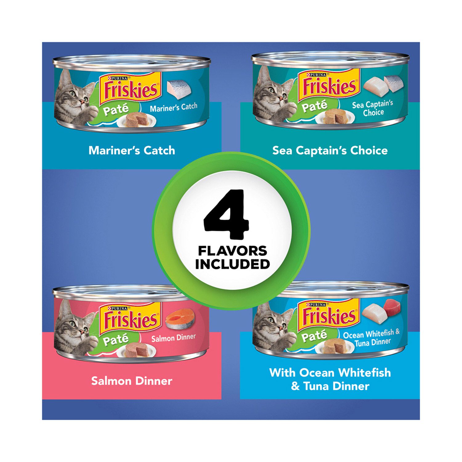 Friskies Seafood Pate Favorites Variety Pack Wet Cat Food, 32/5.5Oz Cans