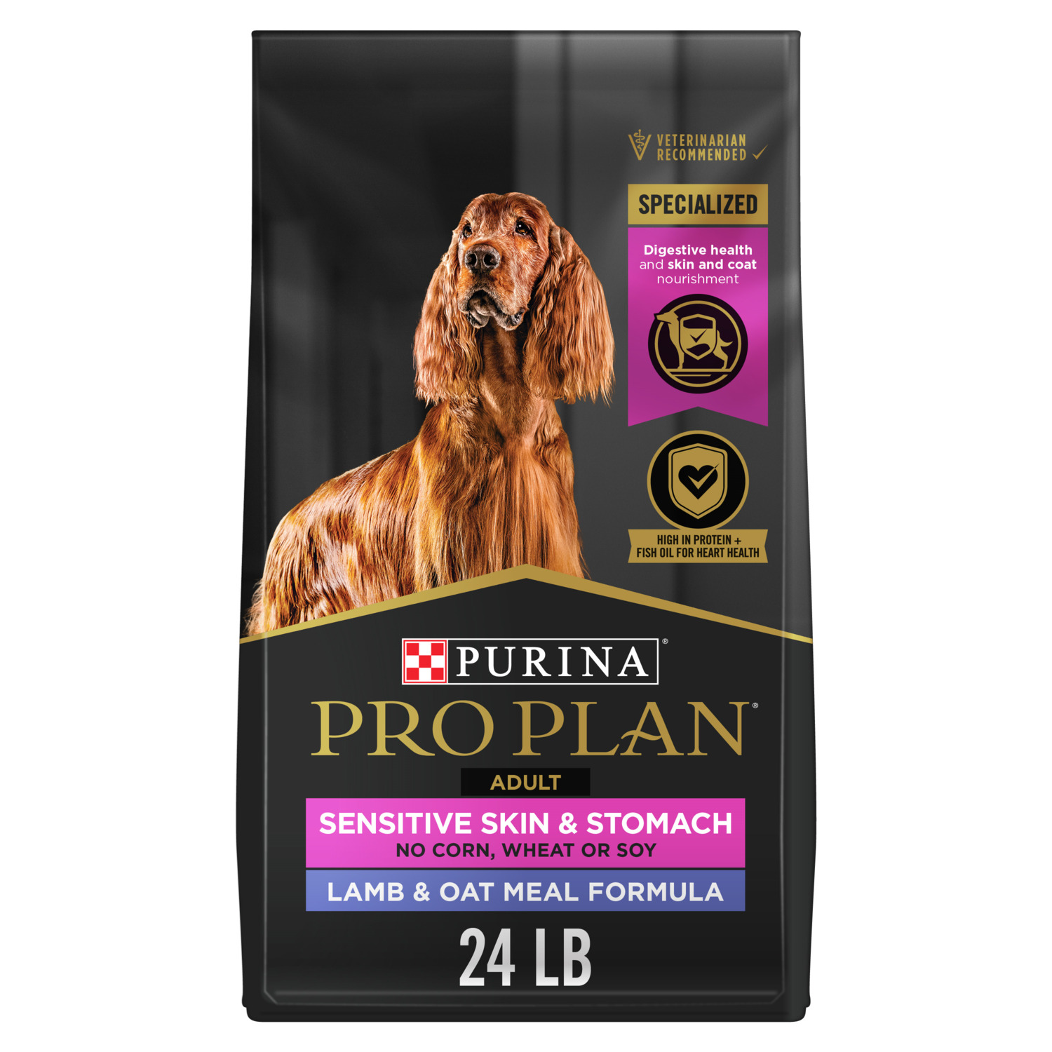 Purina Pro Plan Sensitive Skin And Sensitive Stomach Dry Dog Food, Lamb And Oat Meal, 24Lb