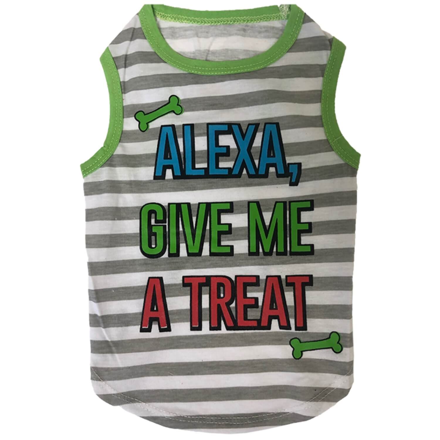 Petrageous Alexa, Give Me A Treat Gray Striped Dog Tee