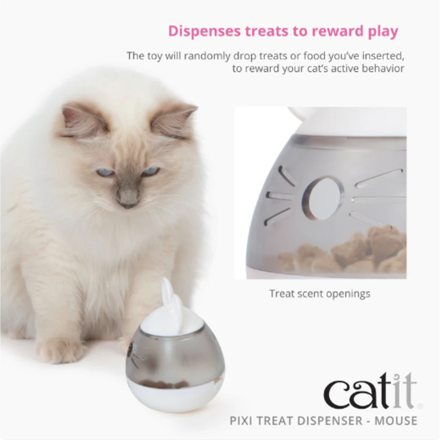 Catit Pixi Treat Dispensing Interactive Cat Toy, Mouse - 3.2"